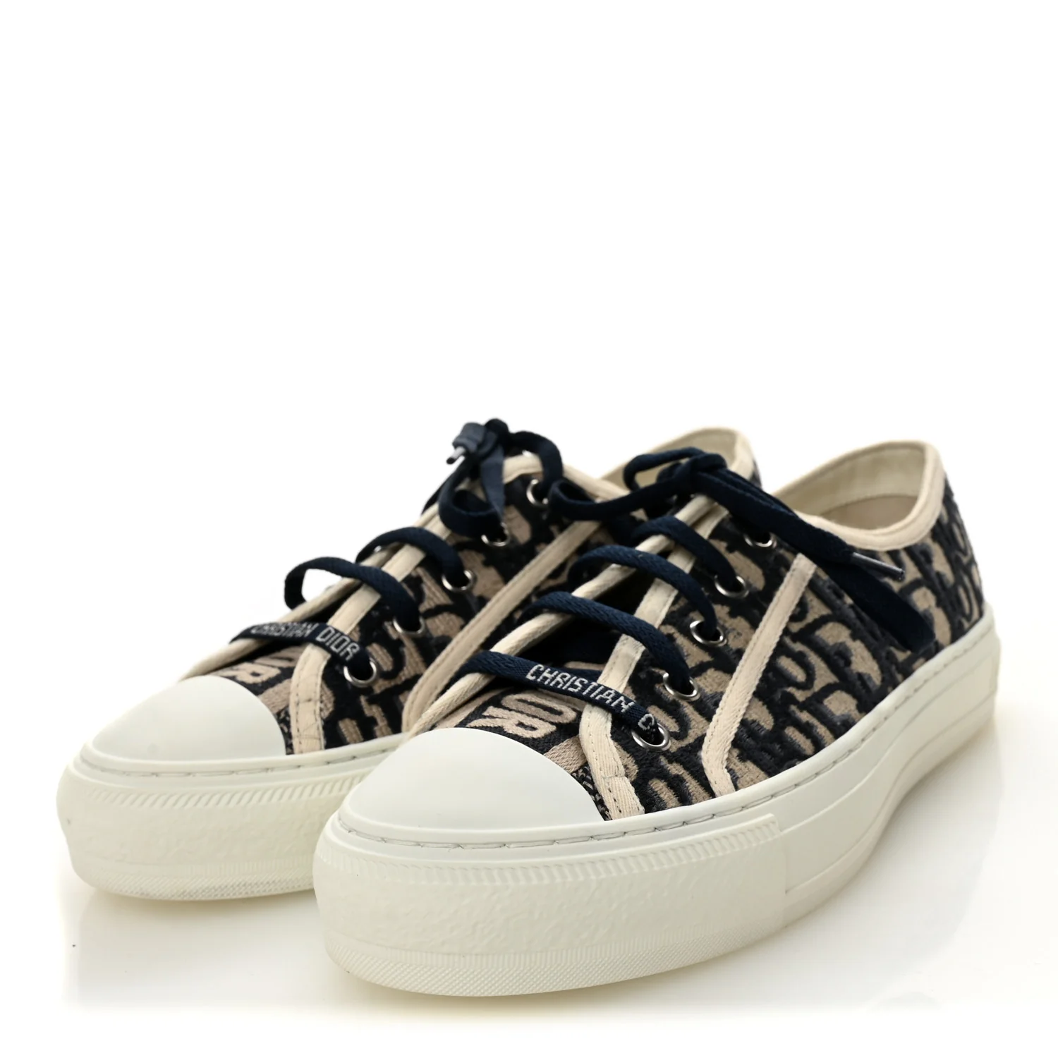 Canvas Oblique Walk'N'Dior Low Top Sneakers 38.5 Deep Blue