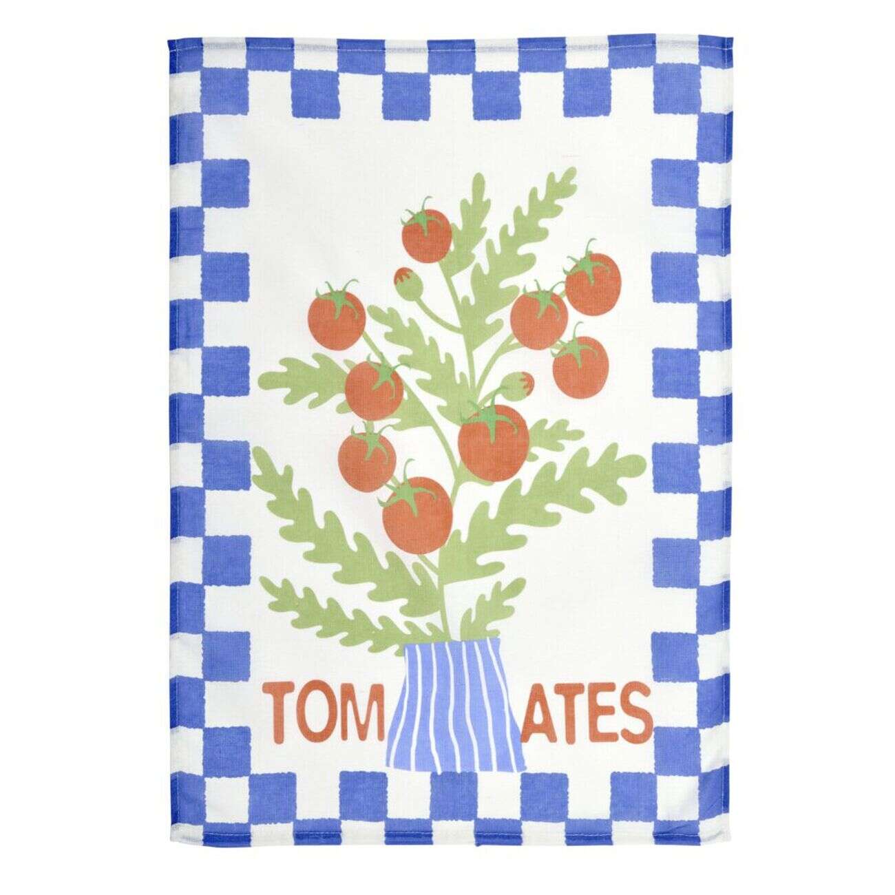 Torchon x2 coton motif tomates et piments 45x65cm