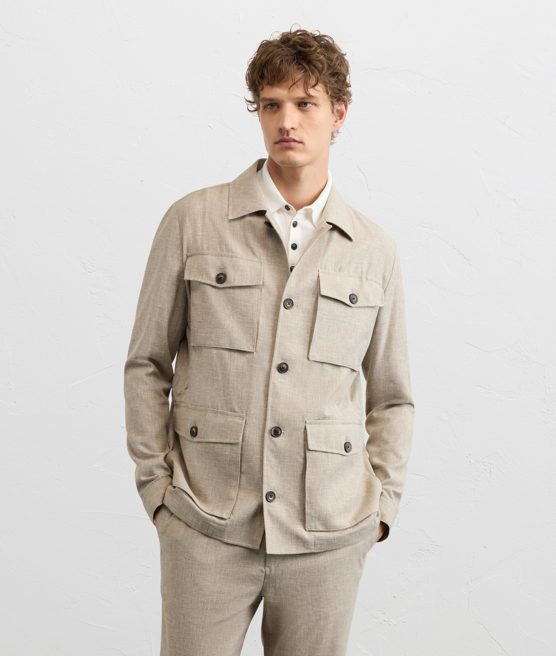 LIGHT BROWN VISCOSE FIELD JACKET
