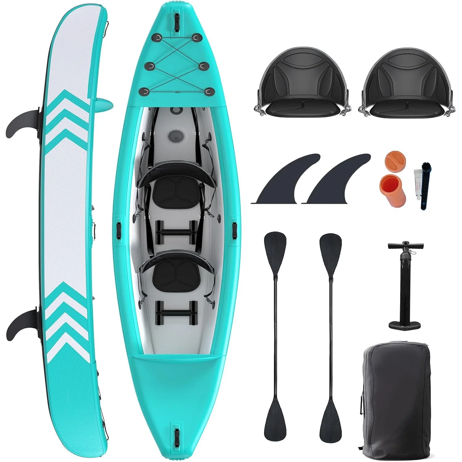 AECOJOY 1/2-Person Inflatable Kayak for Adults, Heavy-Duty PVC, Drop-Stitch Floor