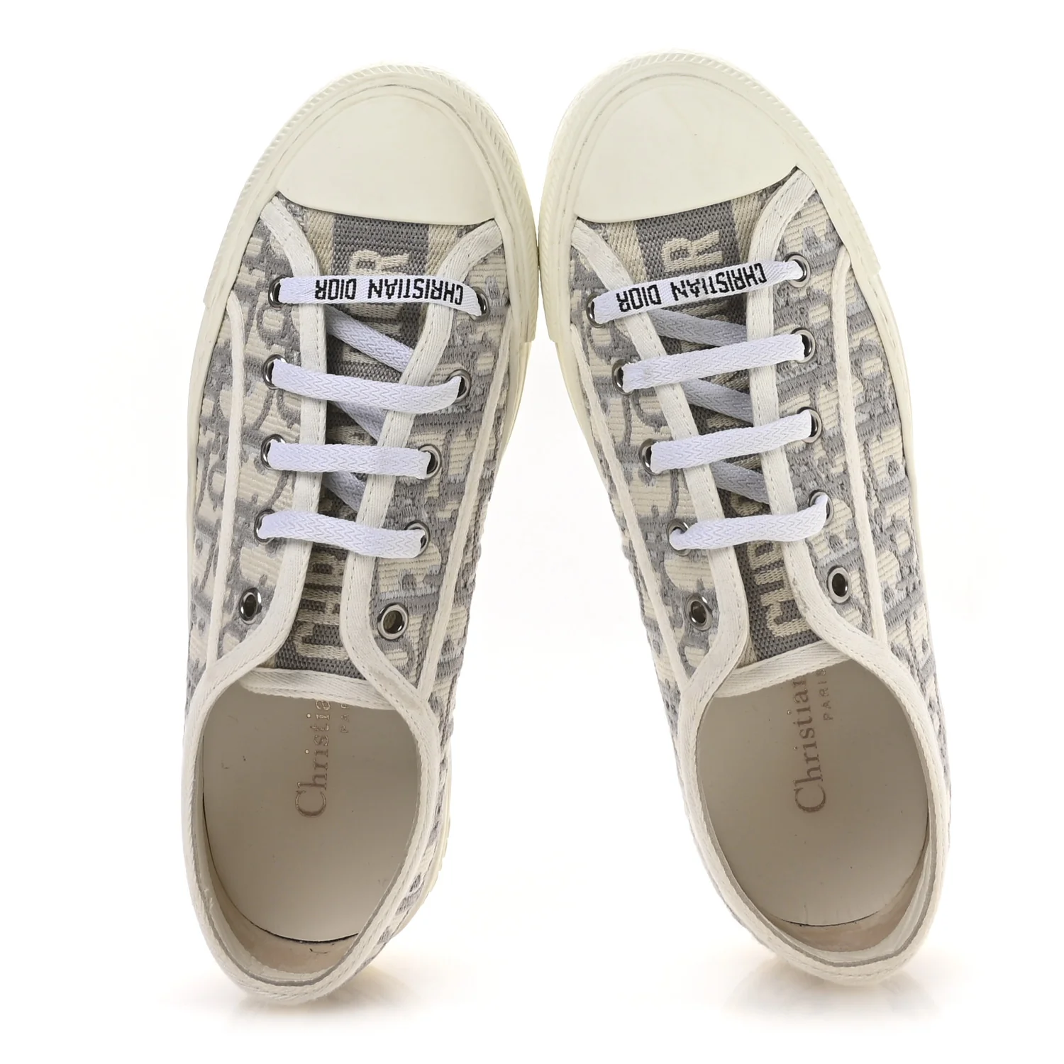 Canvas Oblique Walk'N'Dior Low Top Sneakers 36.5 Grey Stone