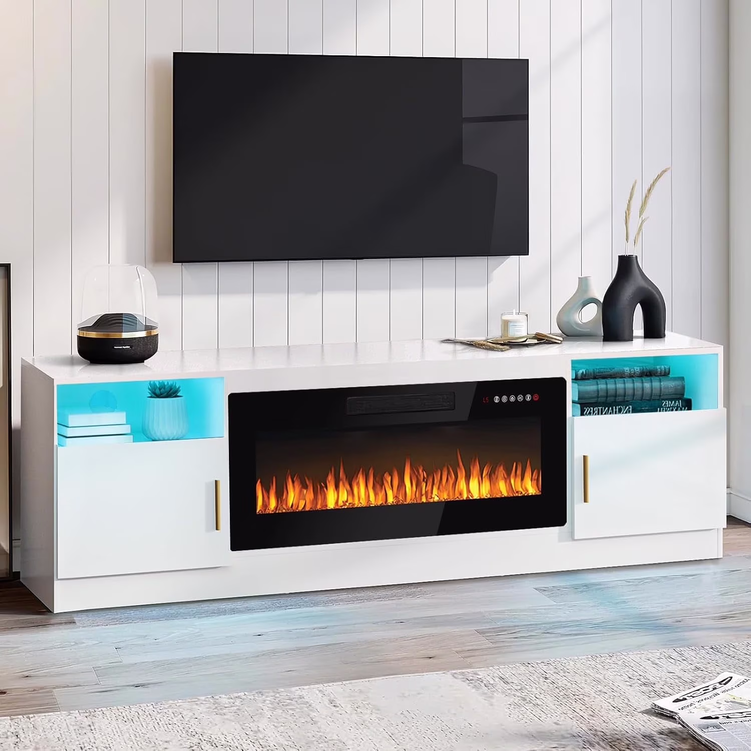 Waleaf Fireplace Tv Stand with 36 in Fireplace up to 80