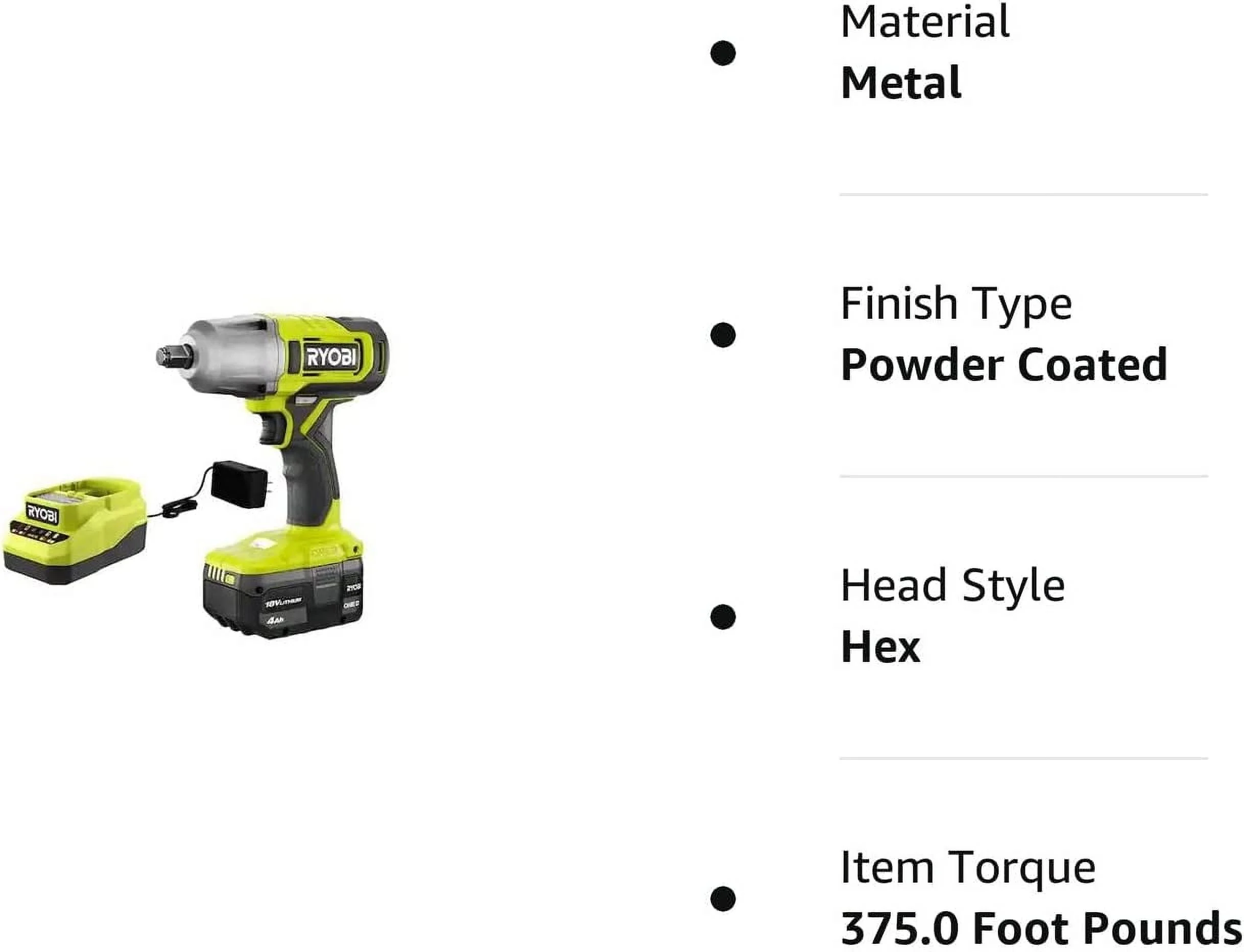 ONE+ 18V Cordless 1/2 in. Impact Wrench Kit with 4.0 Ah Battery and Charger - Image 3