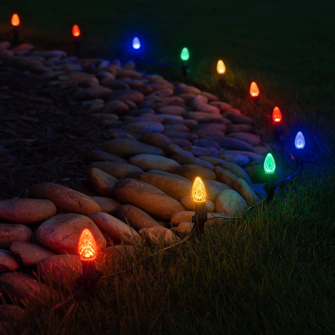 C7 Multicolor OptiCore Christmas LED Pathway Lights, 25 Lights, 4.5 in