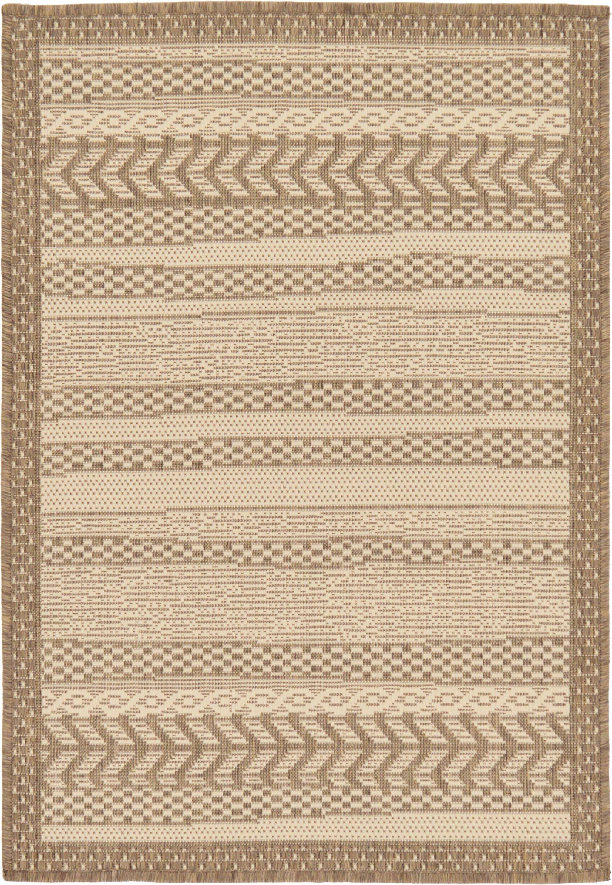 Unique Loom Lines Outdoor Rug, Beige