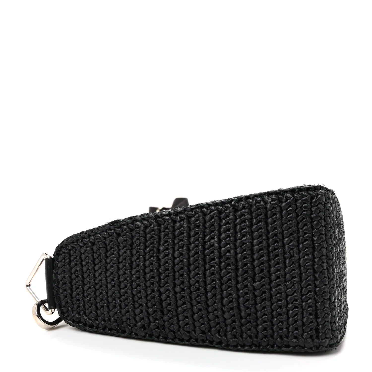 Yarn Raffia Effect Crochet Triangle Shoulder Bag Black