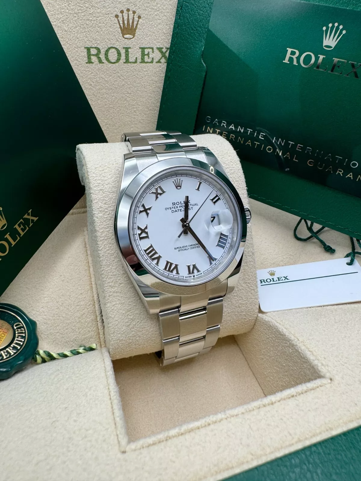 [Super Clone]RLX  Datejust 41mm Smooth Bezel White Roman Oyster - 126300-0015