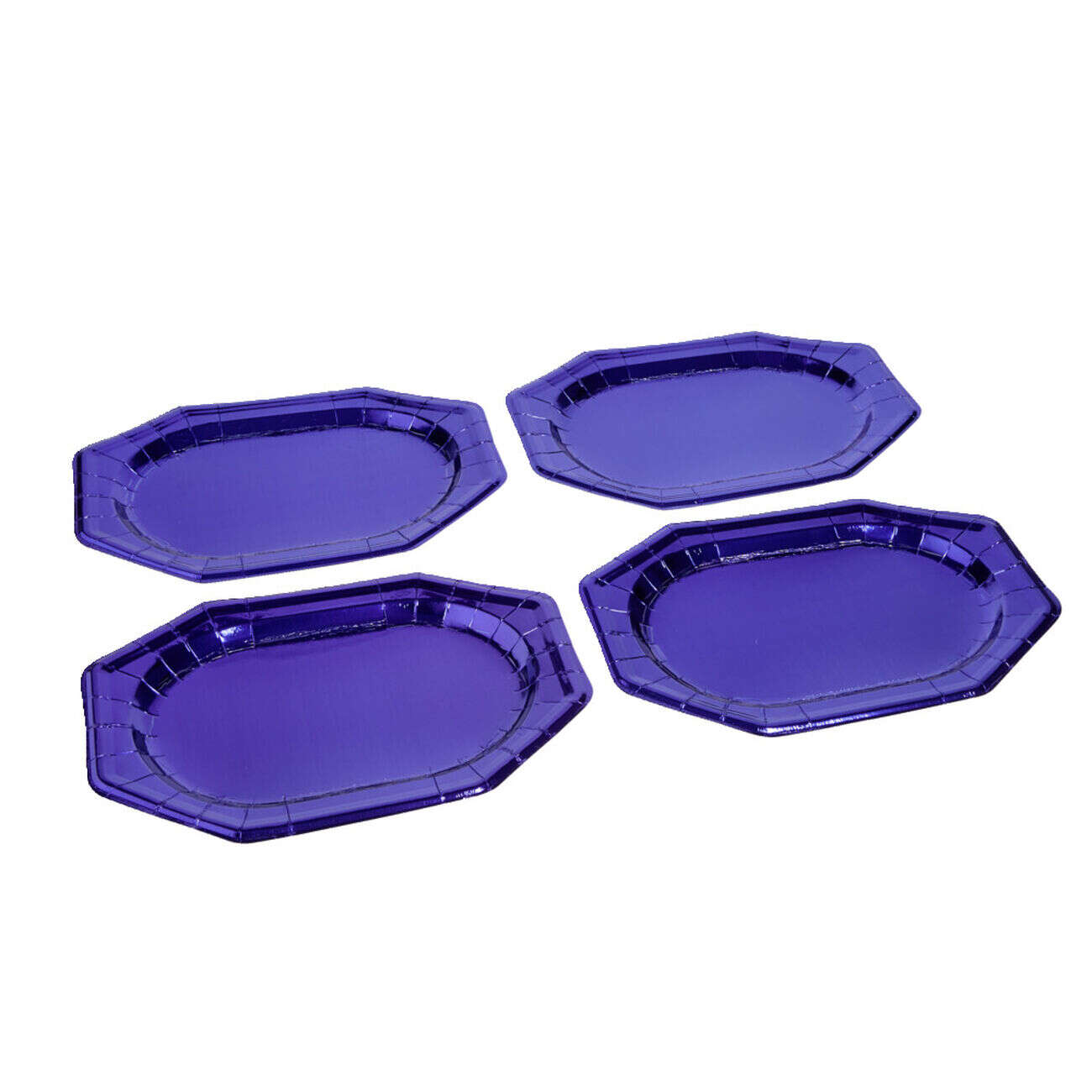 Plateau de présentation ovale x4 en carton métallisé bleu nuit 25x34cm
