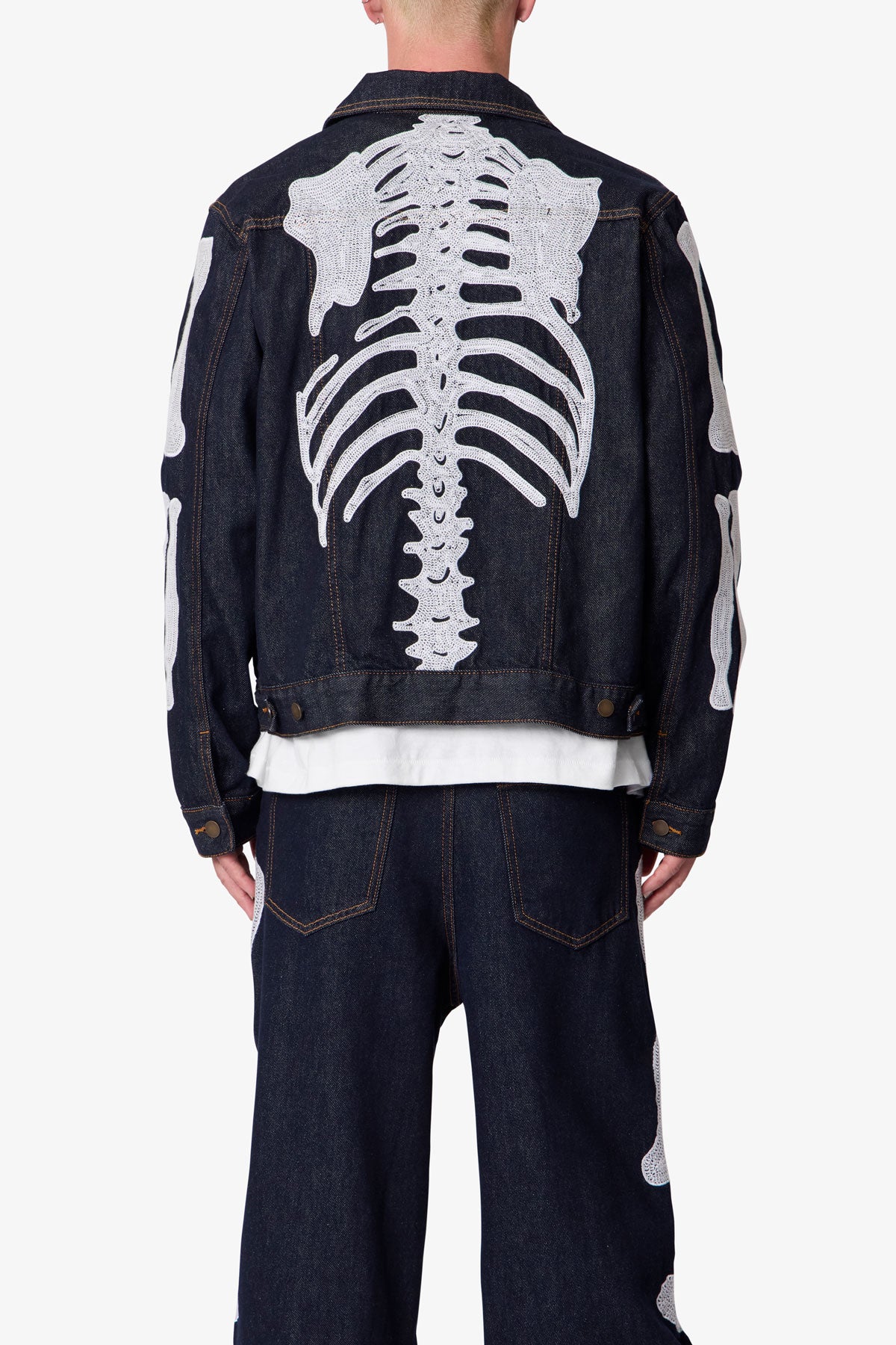Raw Skeleton Trucker Jacket - Rinsed Indigo
