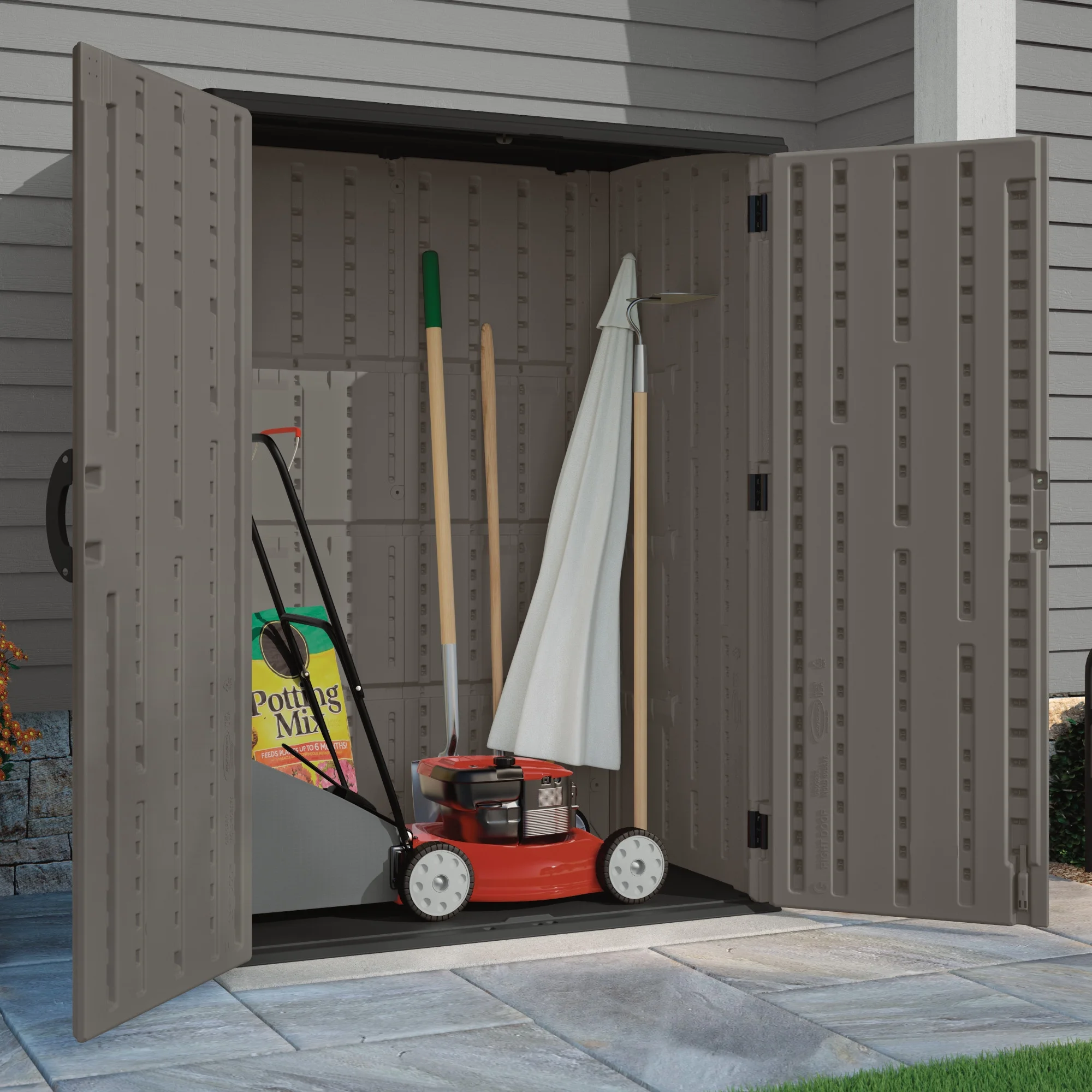 54 Cu Ft Vertical Shed Outdoor Storage for Patio and Garage, Stoney - Image 3