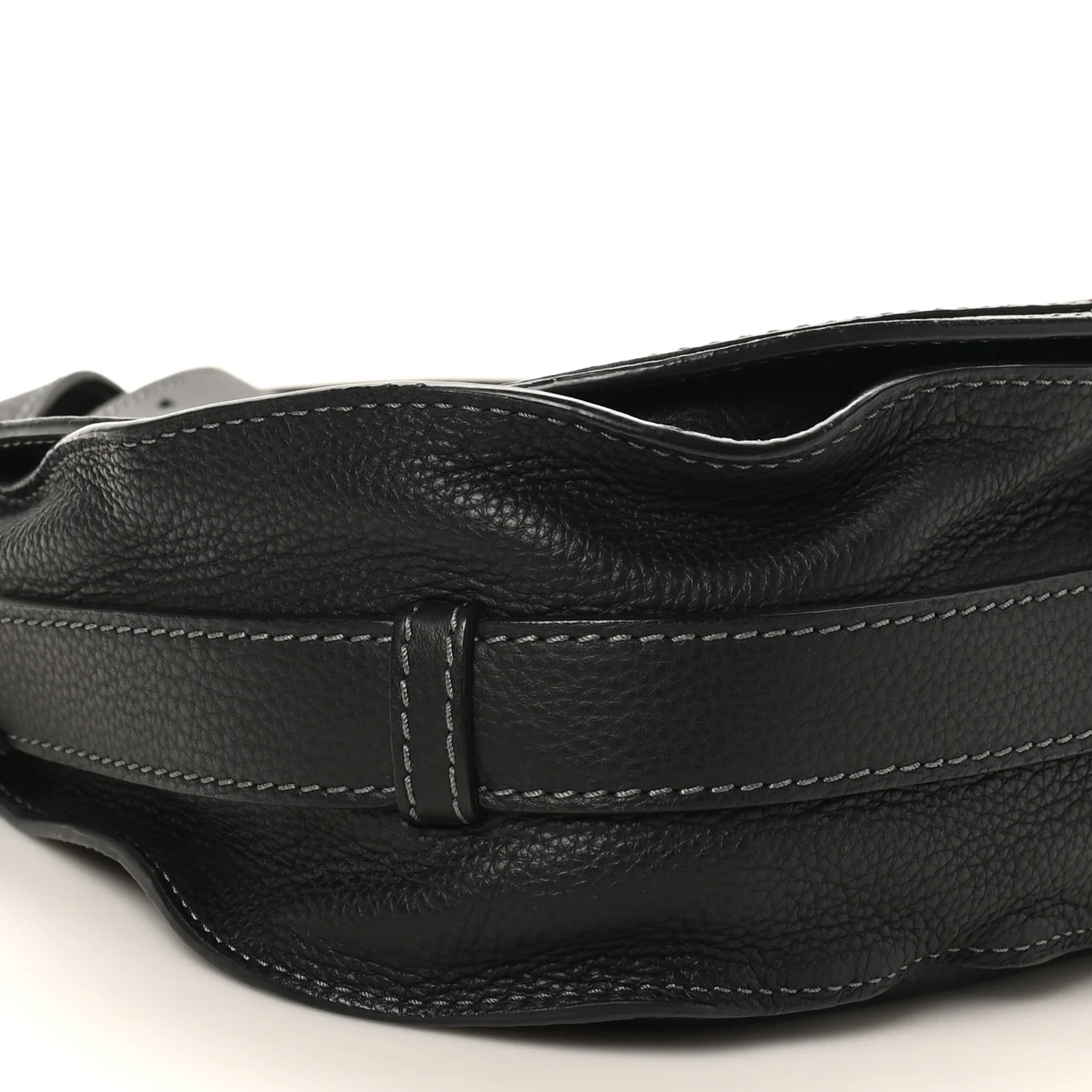 Grained Calfskin Medium Marcie Saddle Bag Black