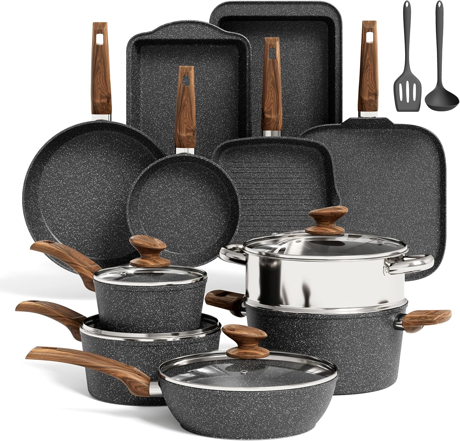 Kitchen Academy Induction Cookware & Bakeware Set, 30pcs Pots and Pans Set