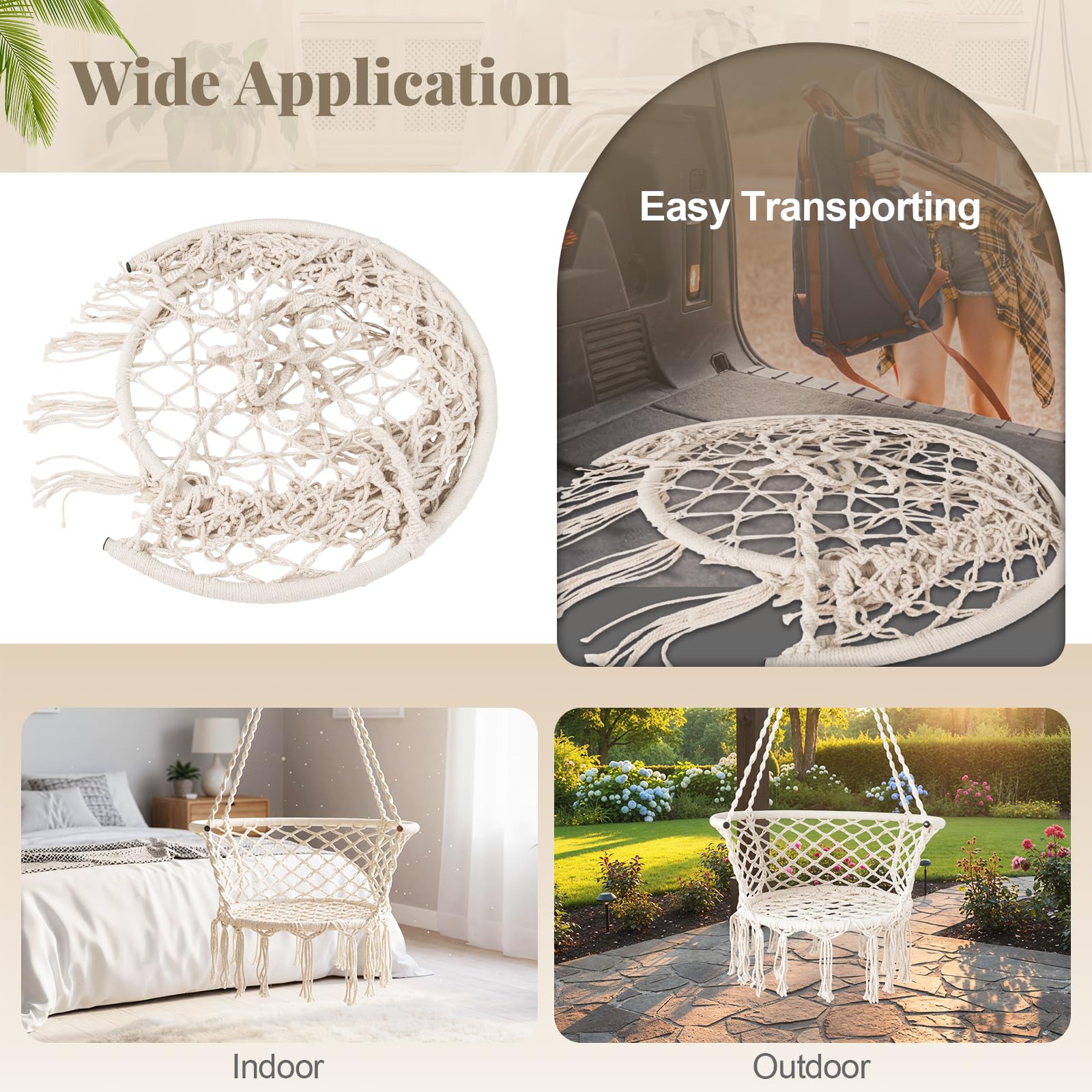Tangkula Boho Style Macrame Hammock Swing