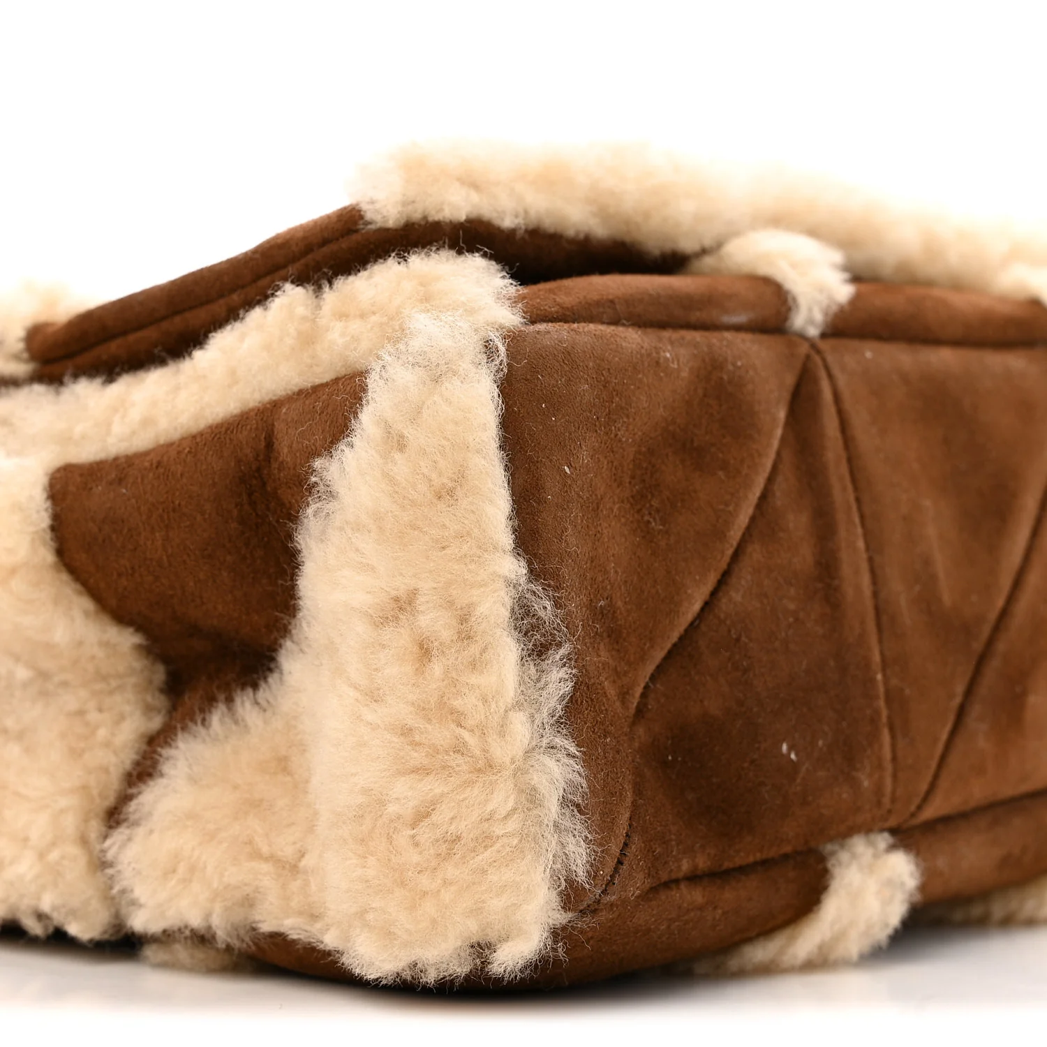 Suede Shearling Patchwork Monogram Medium Jamie Brown Beige