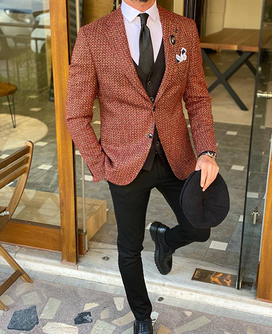 Blazer rétro à revers cranté et poche poitrine simple boutonnage