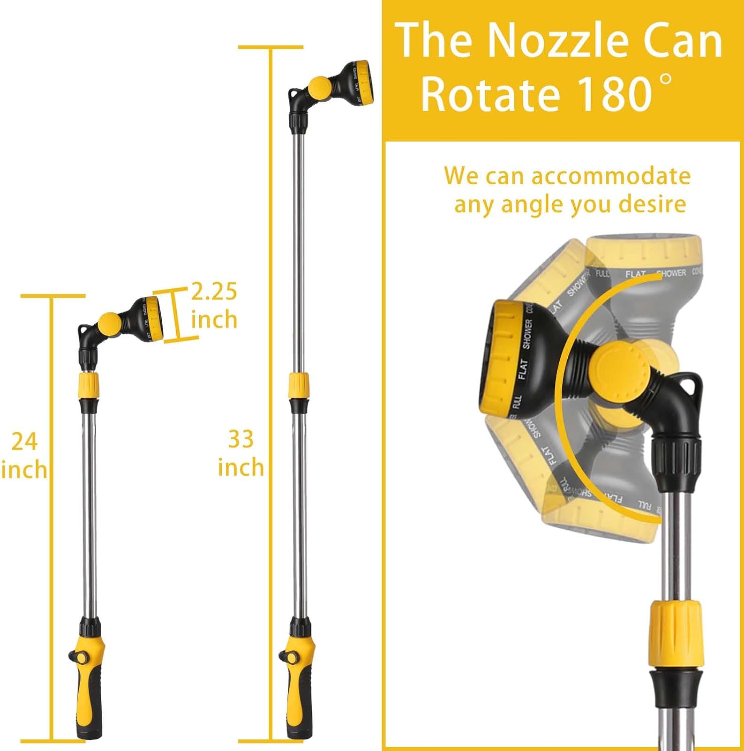 Watering Wand Extended, Telescoping Watering Lance to 26-33 Inch, Made of Aluminum Alloy Tube, Lightweight & Easy to Use in Garden, Farm or Backyard