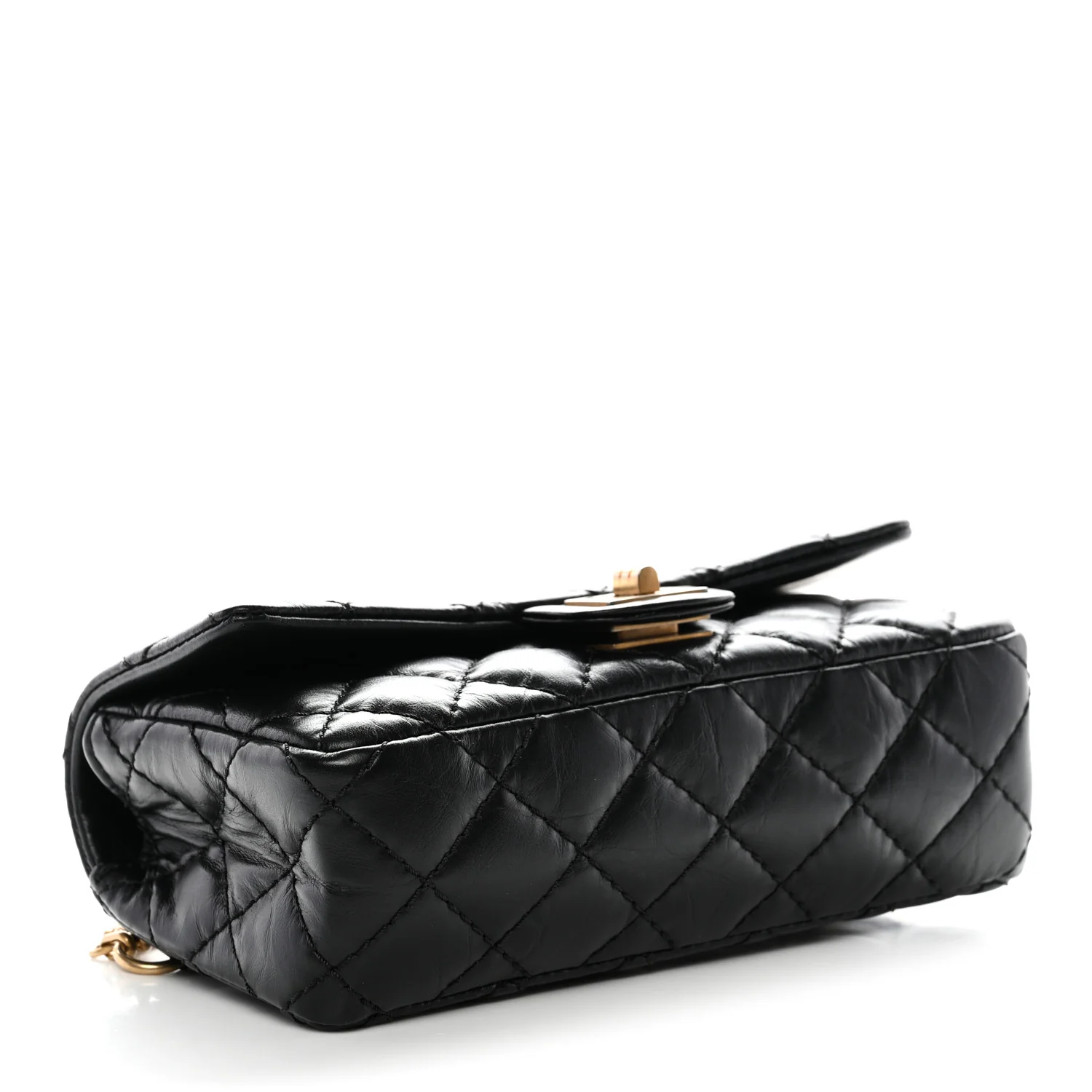 Aged Calfskin Quilted 2.55 Reissue Chain Waist Bag Black