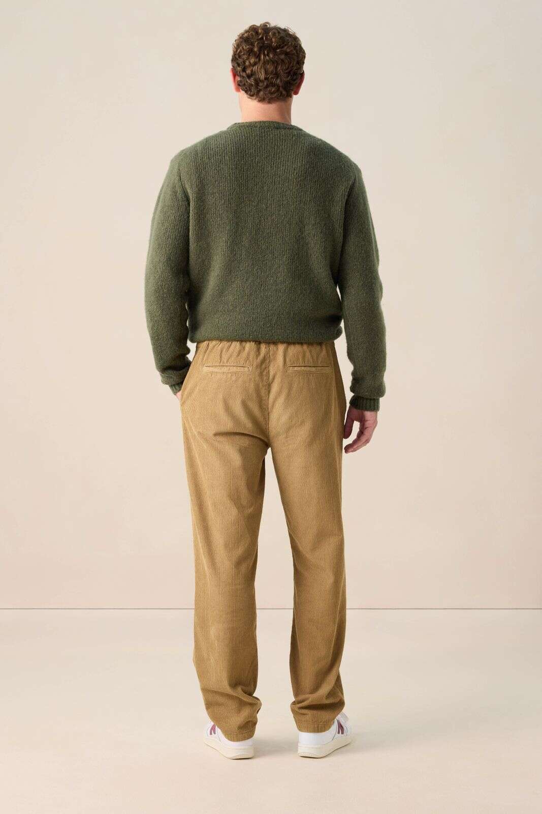 Lichtbruine corduroy mid-rise broek