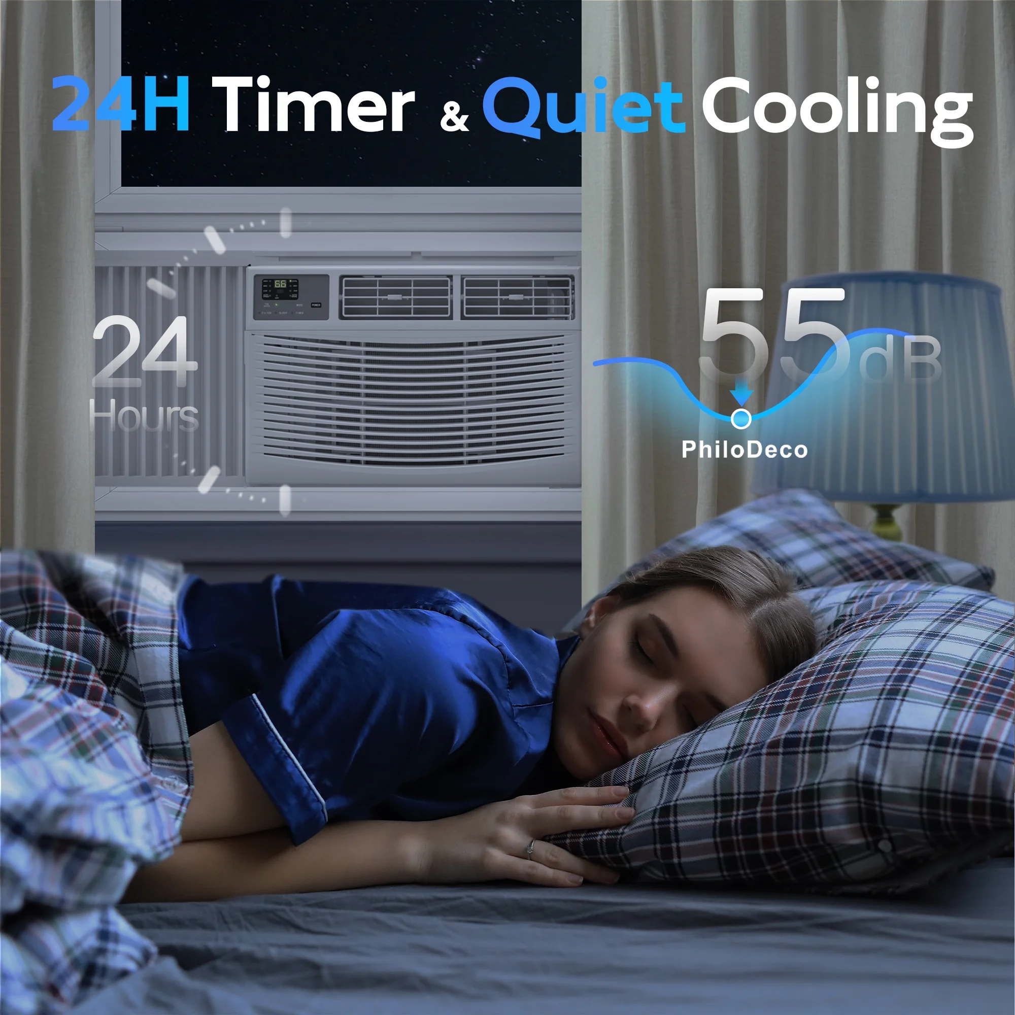 Window Air Conditioner 8000 BTU 350 Sq. Ft. Intelligent, LED Display Screen, with Remote Control, Ac Can Be Used As a Dehumidifier/Fan, Operates Quietly, Energy - Saving. Timer/Sleep and ECO