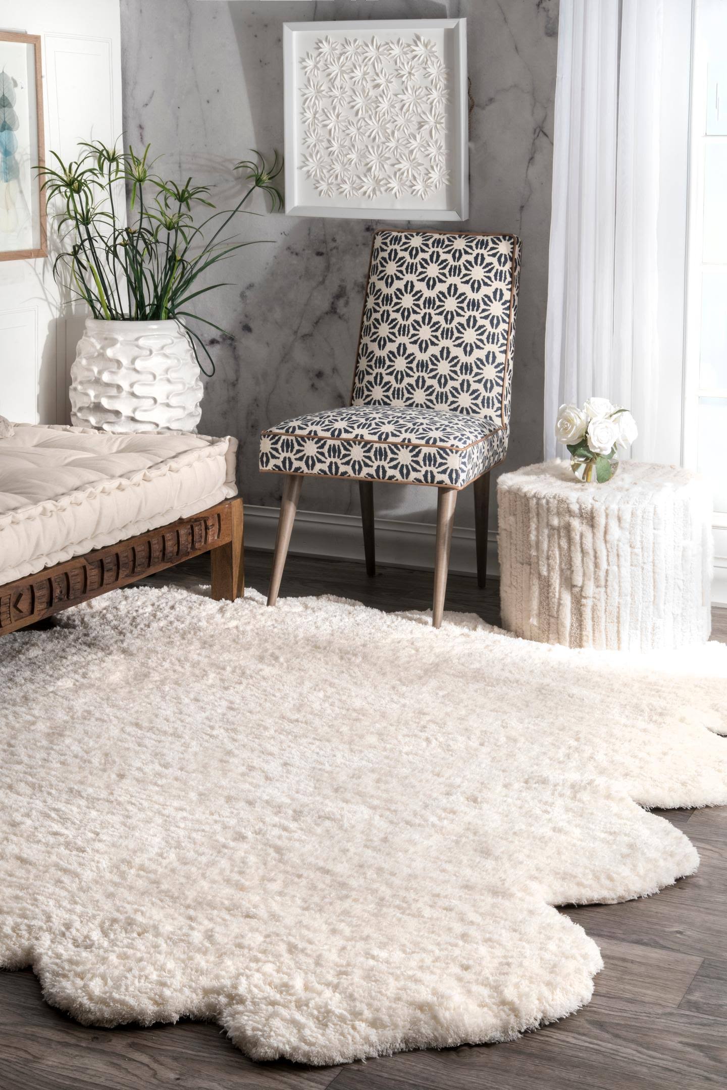 nuLOOM Hand Tufted Octo Pelt Faux Sheepskin Area Rug - Off-White (Beige) (6' x 7')
