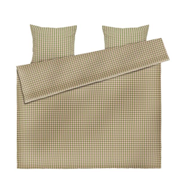 Bæk&Bølge krepp sengetøy 220x220 cm grønn/soft pink
