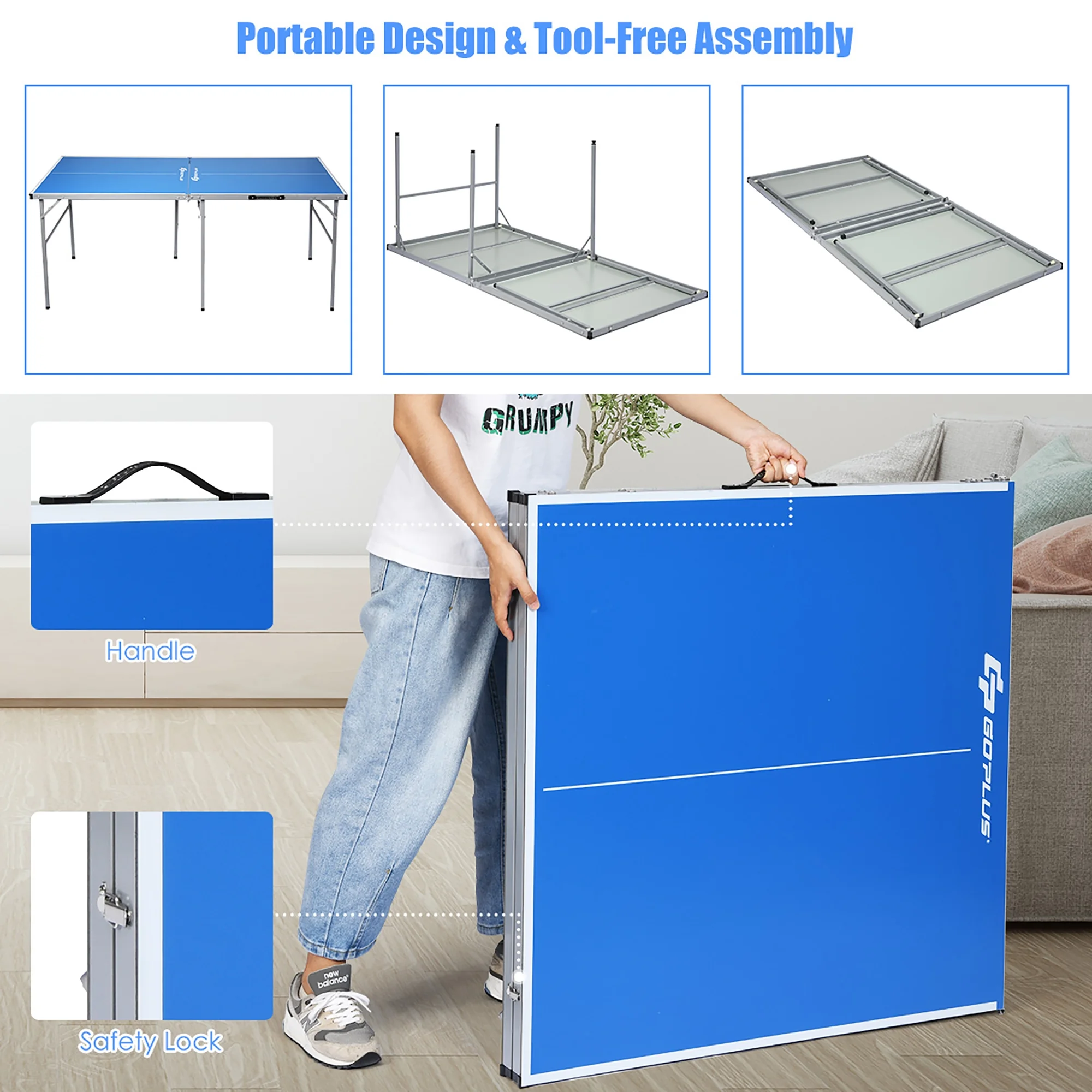 6��x3�� Portable Tennis Ping Pong Folding Table w/Accessories Indoor Outdoor Game - Image 4