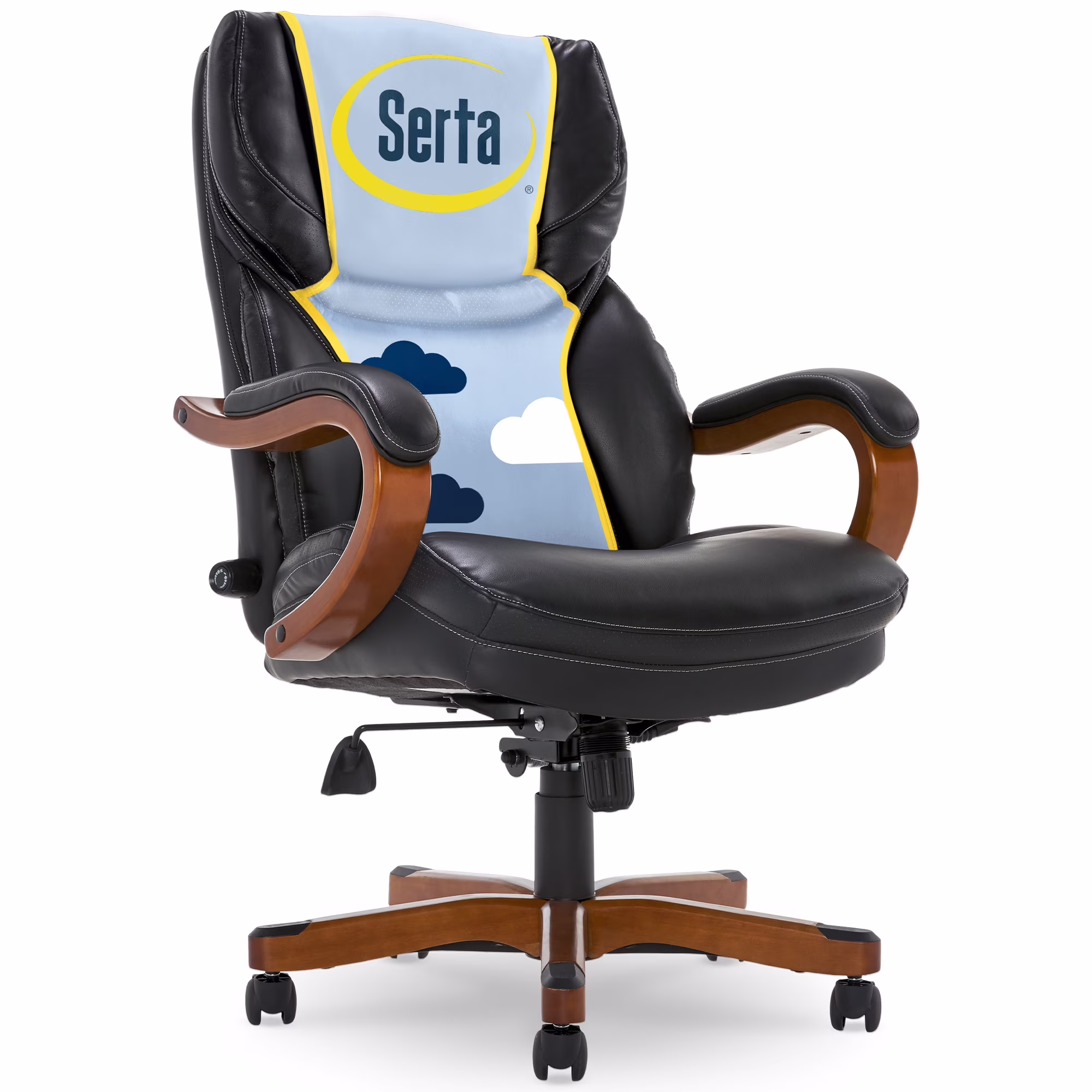 Serta Conway Big  Tall Office Chair, Ergonomic Adjustable Lumbar, Semi Plush Cushion, Body Pillows, Brown(Chestnut Brown)