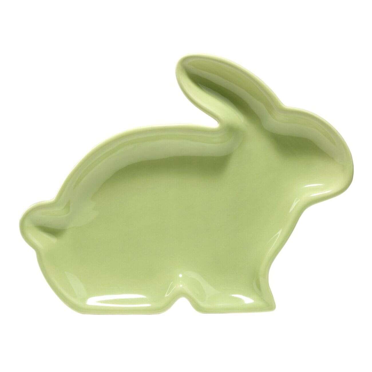 Plat décoratif forme lapin en dolomite 18,5x24cm (2 modèles blanc ou vert)