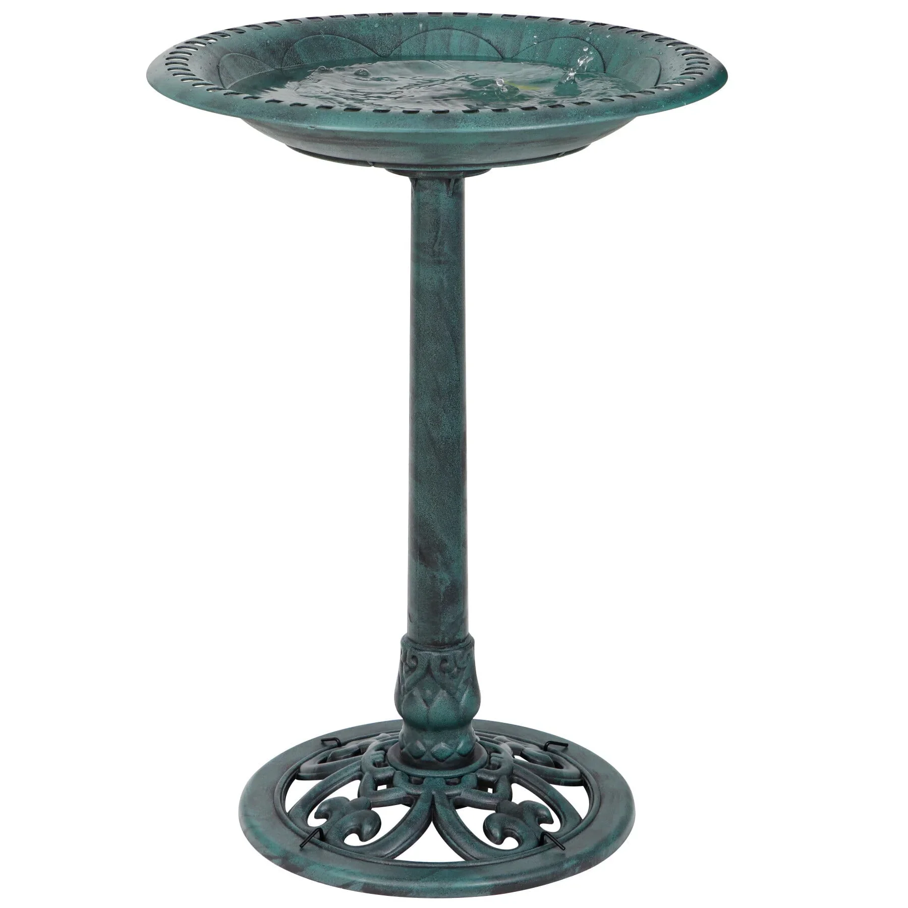 ZENY 28 Height Garden Resin Vintage Freestanding Bird Bath Bowl, Green