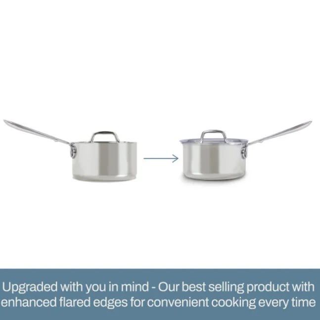 D3 Stainless 3-ply Bonded Cookware, Sauce Pan with lid, 3 quart - Image 4