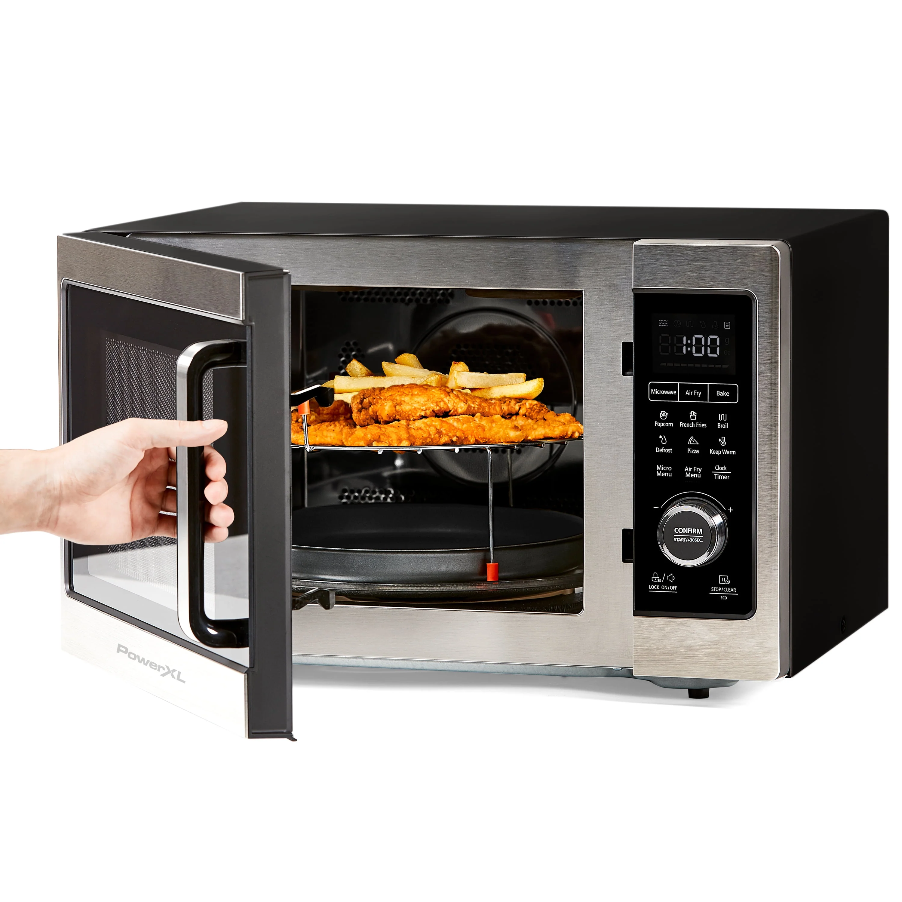 Powerxl Microwave Air Fryer Plus, Stainless Steel / Black, 1cu. Ft