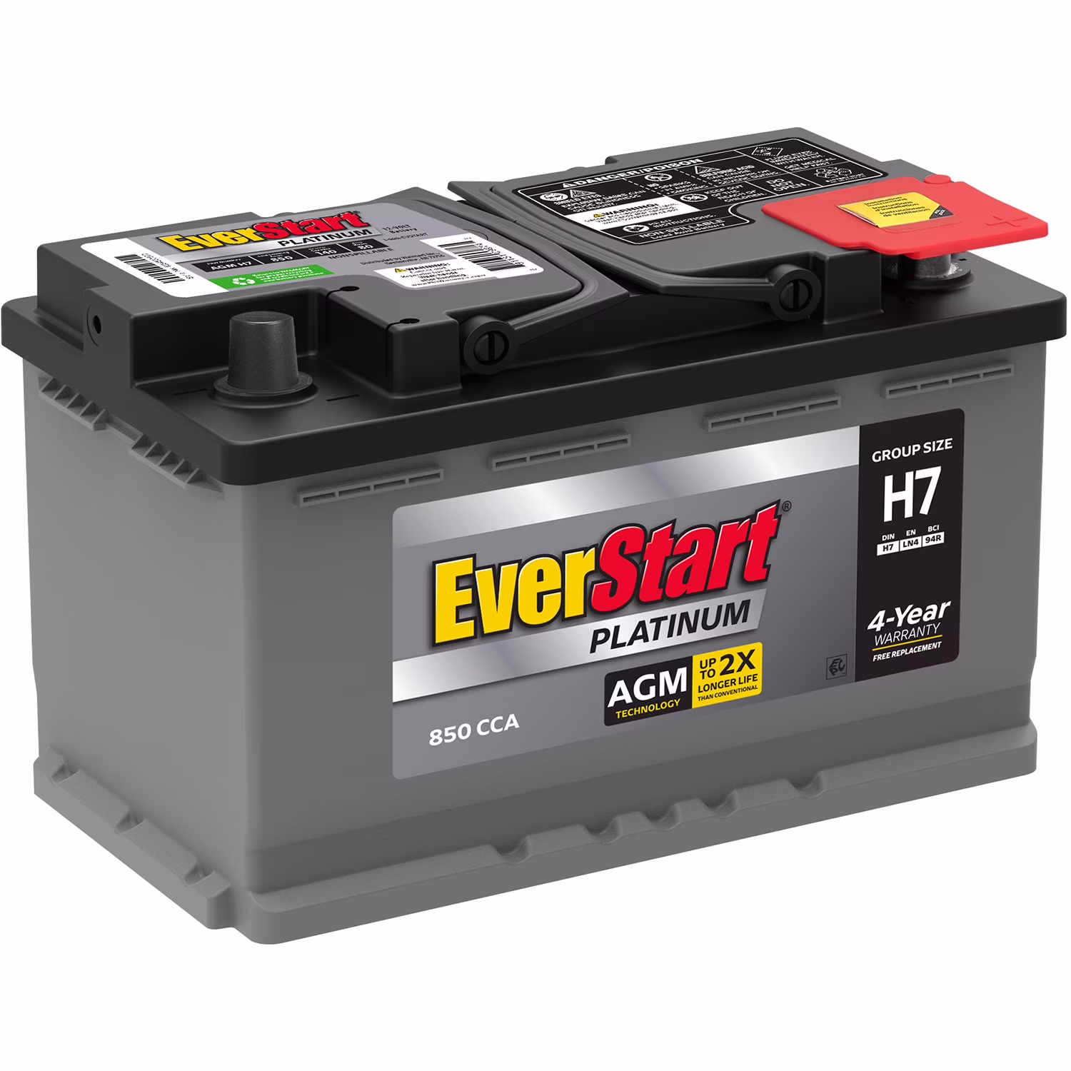 Platinum BOXED AGM Automotive Battery, Group Size H7 / LN4 / 94R 12 Volt, 850 CCA