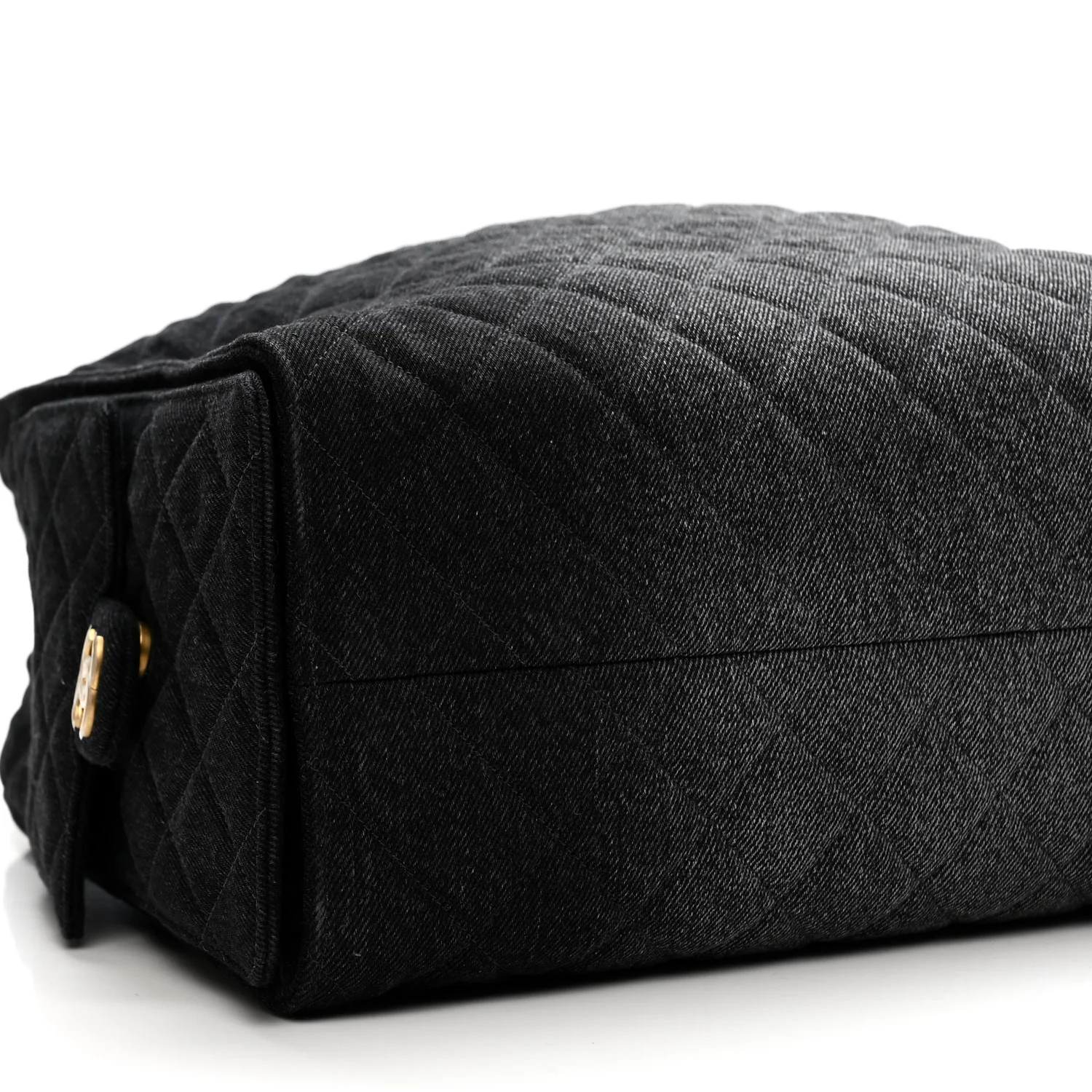 Washed Denim Quilted Large Chanel 25 Handbag Black