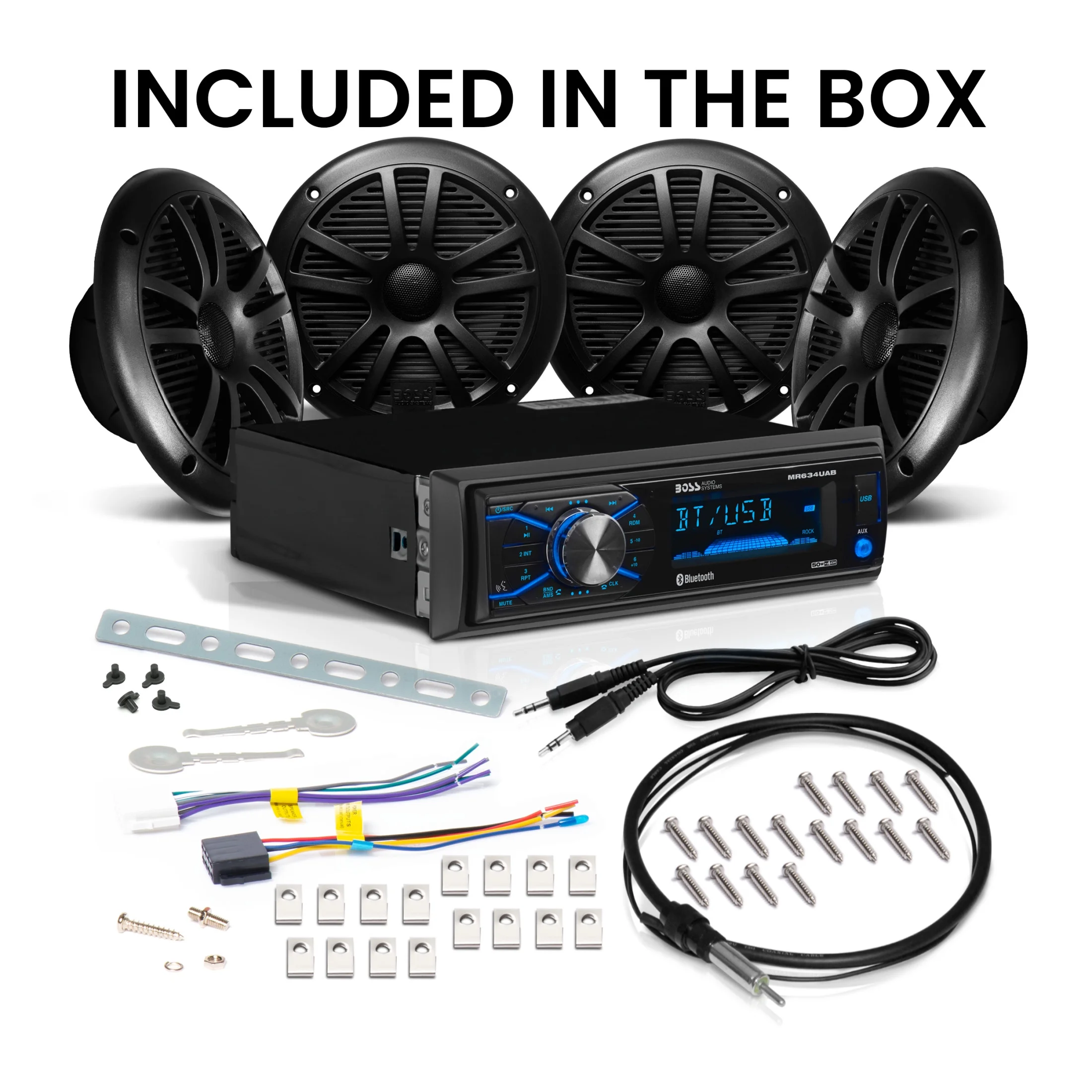 50W 4-Channel Single Din Marine Radio with Bluetooth, Black, MCBK634B.64(Black) - Image 5