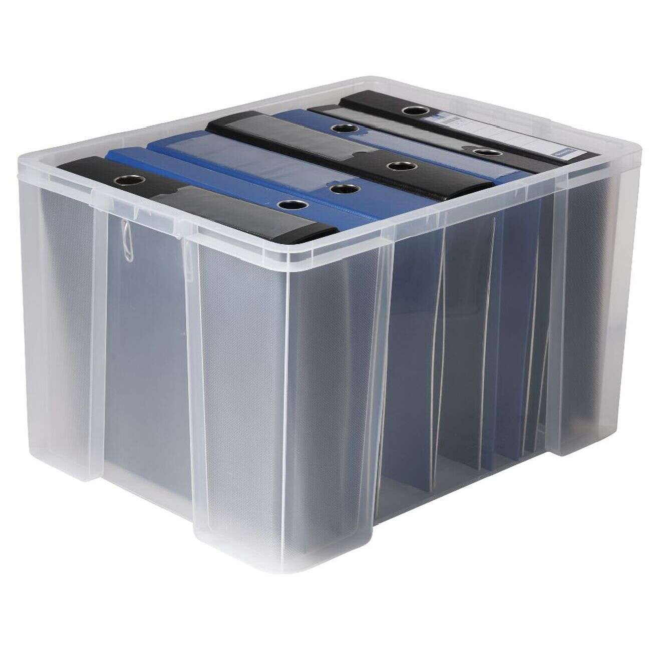 Box de rangement transparente couvercle clips rouge 45 L