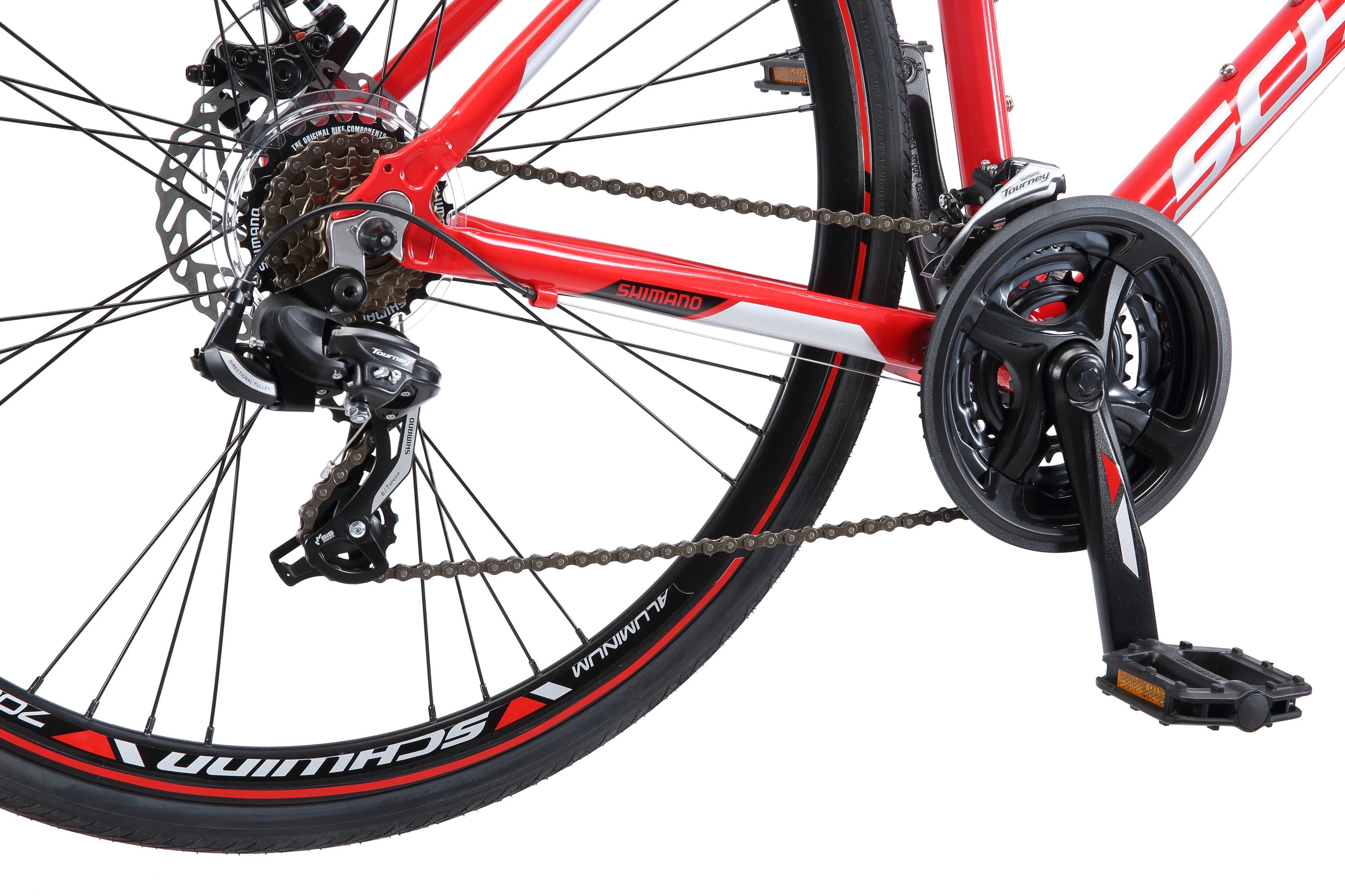 Kempo Hybrid Bike. 700c Wheels. 21 Speeds. Mens Frame. Red