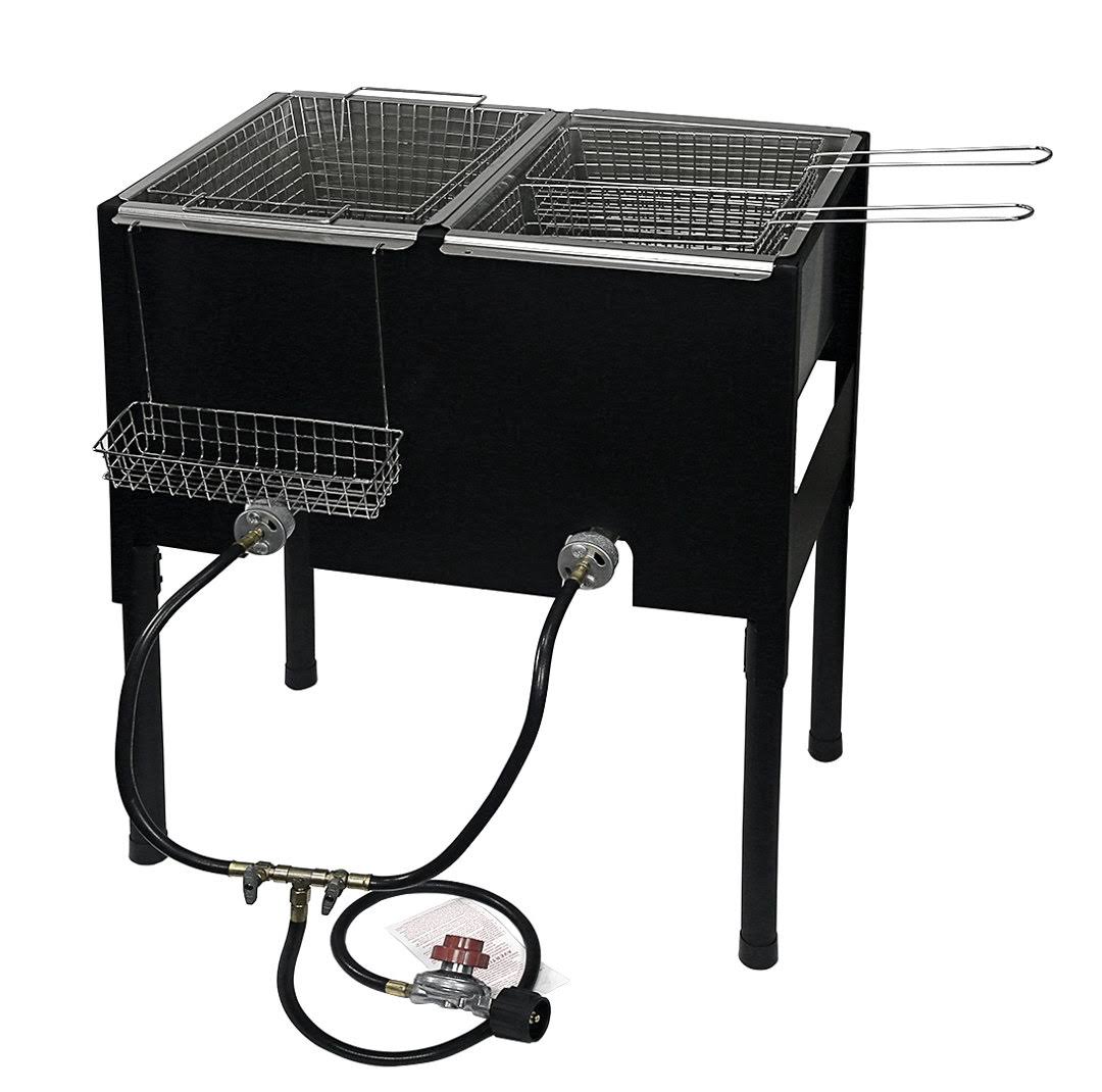 Barton High-Pressure Freestanding Triple Basket Deep Fryer Dual Burner Propane Fish Cooker Fry Basket Fryer
