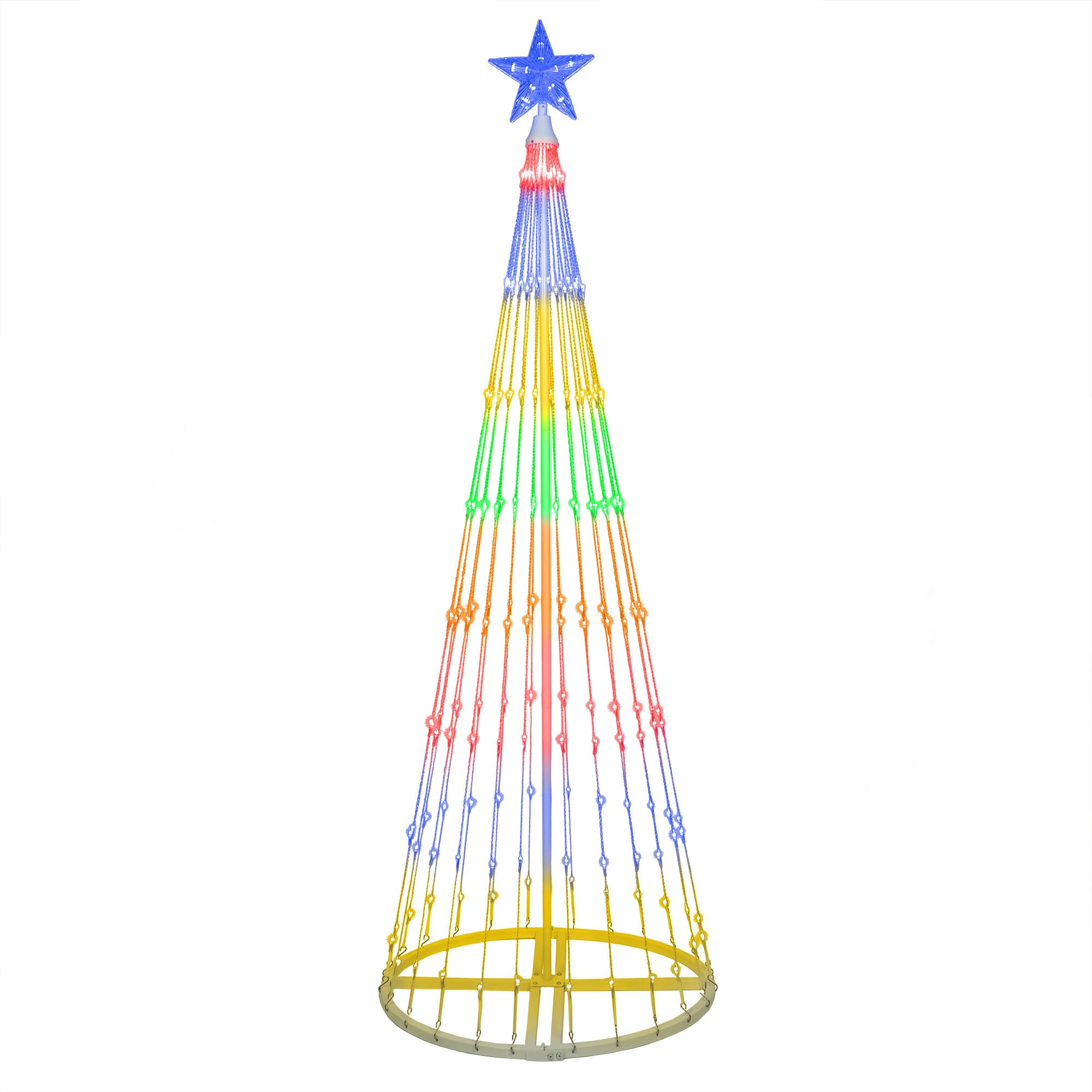 Wintergreen Lighting 14-Function LED Light Show Cone Christmas Tree Outdoor Christmas Decorations (6 Multicolor)