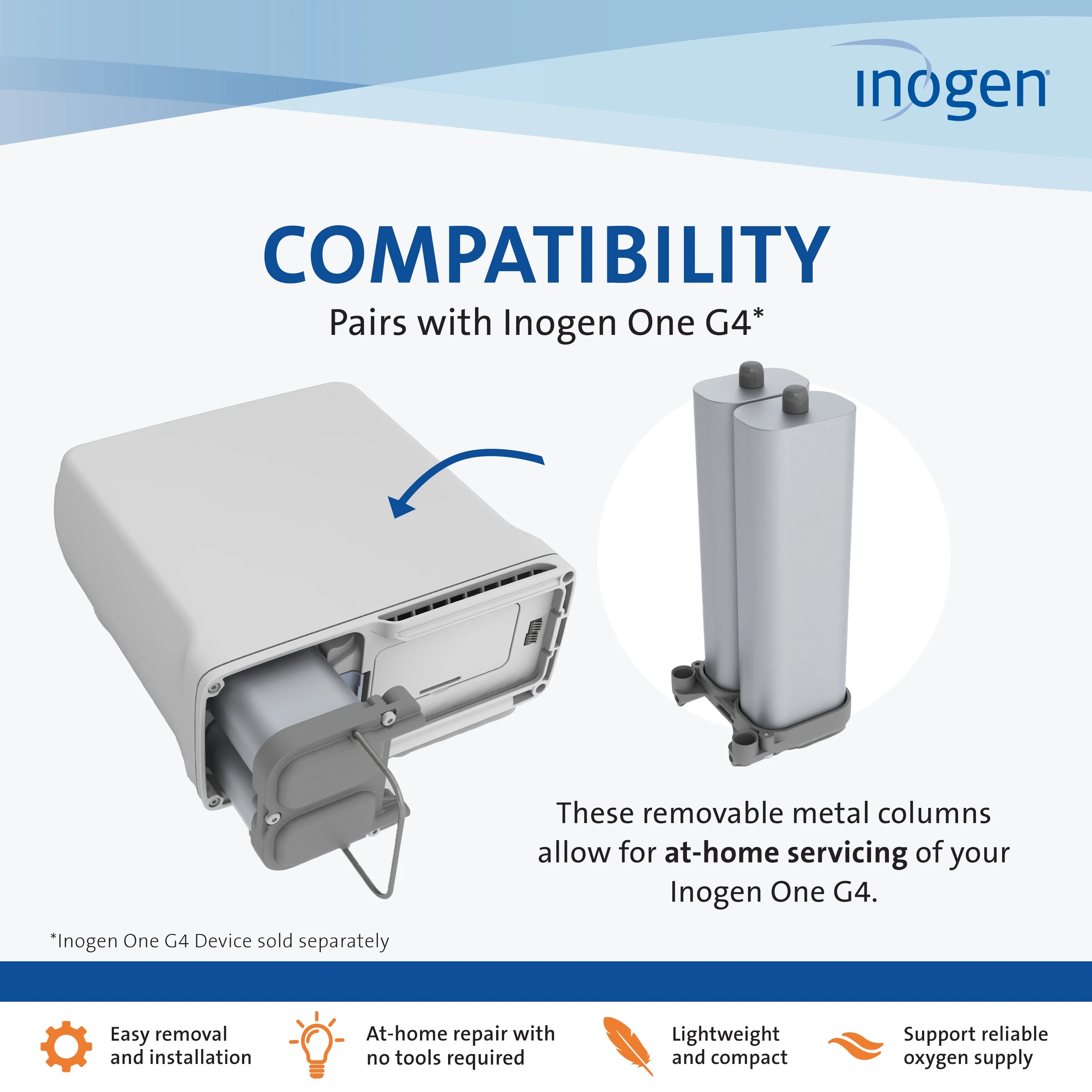 One G4 Replacement Column Pair Oxygen Accessories Two Removable Metal Columns 0.63 lb., 2.21 in. W x 2.37 in. L x 5.50 in. H - Image 2