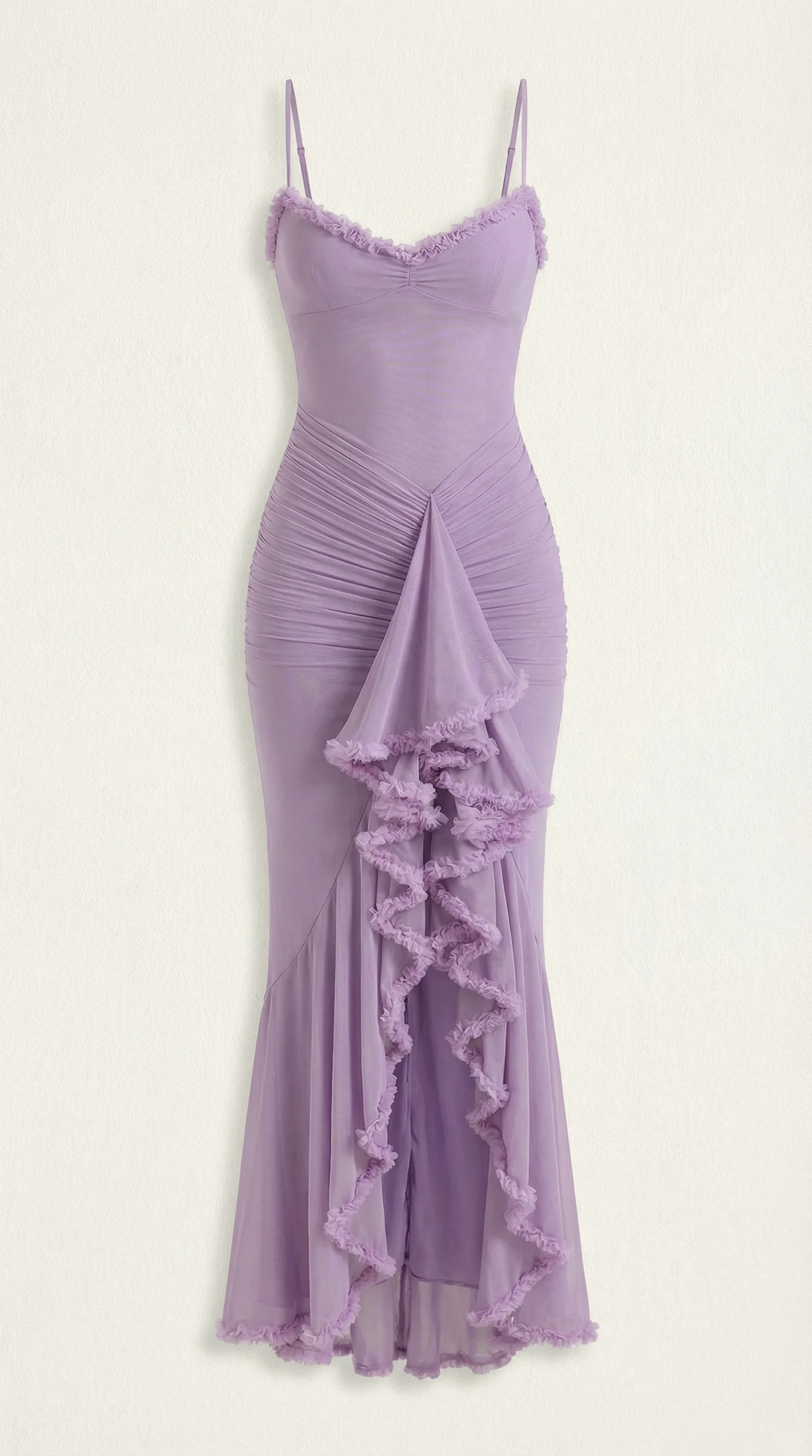 Robe maxi asymétrique à volants pour femmes