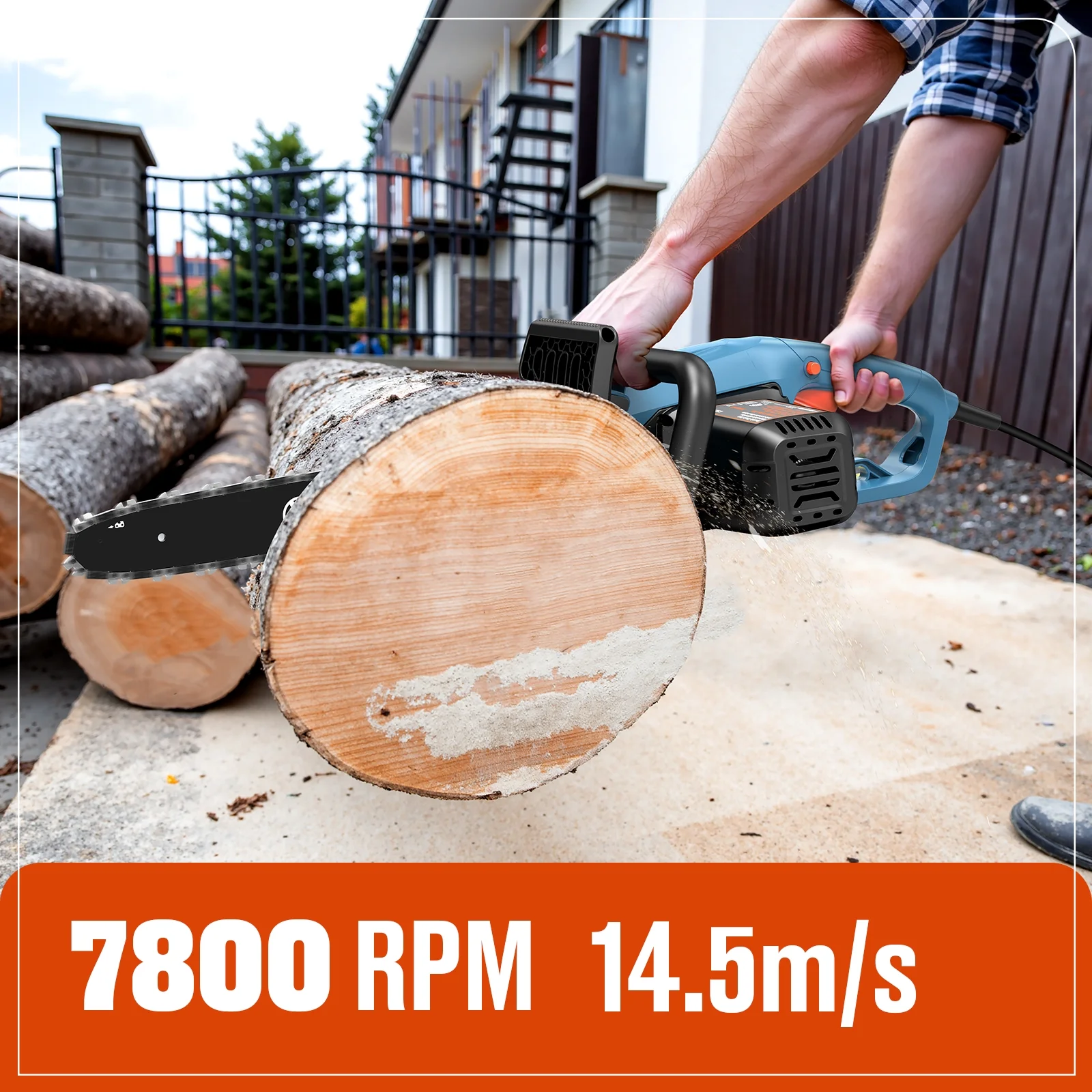 15 Amp Electric Corded Chainsaw, 18-Inch Bar and Chain, Automatic Oiler, Tool-Free Chain Tension, CSE15-M - Image 4