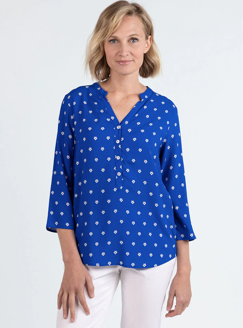 Blouse femme en viscose bleu mer