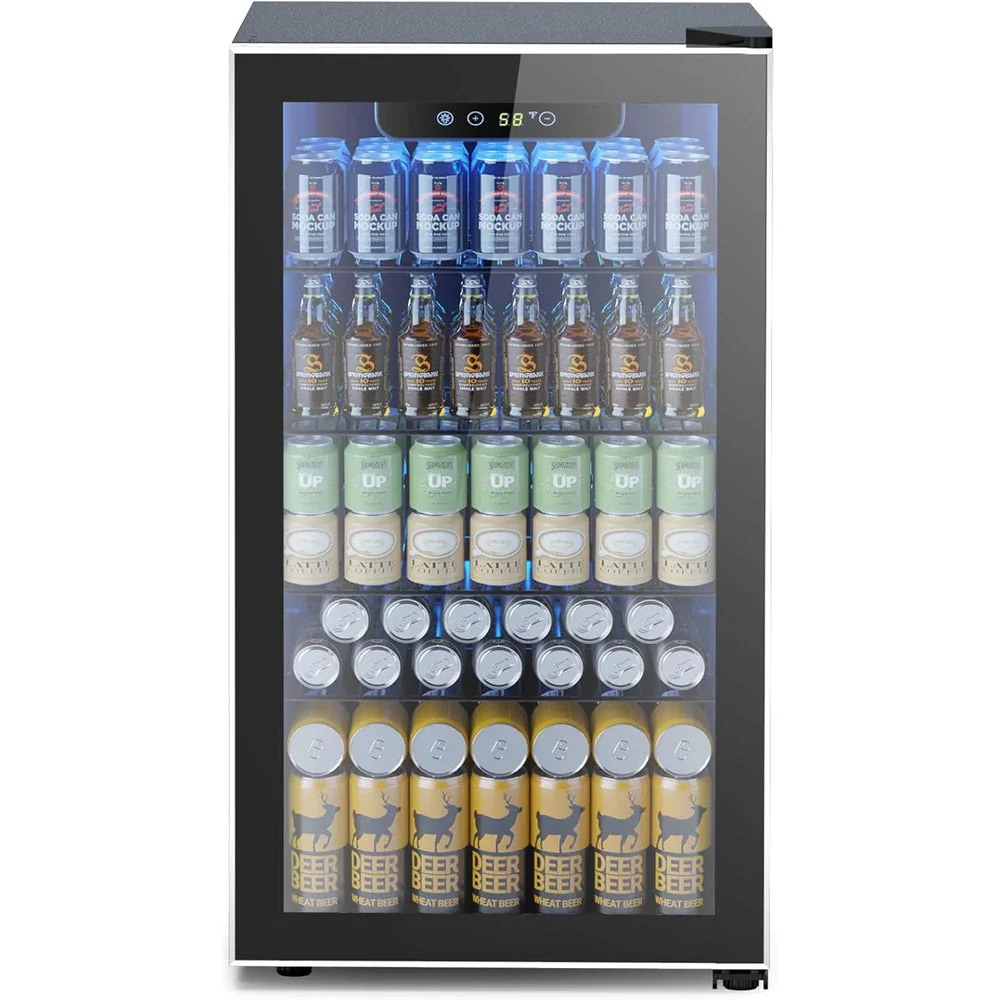 Mini Fridge 130 Can Beverage Refrigerator Cooler, 3.2 Cu.ft Drink Fridge for Soda Wine Beer, Adjustable Temperature Control for Home Office,…