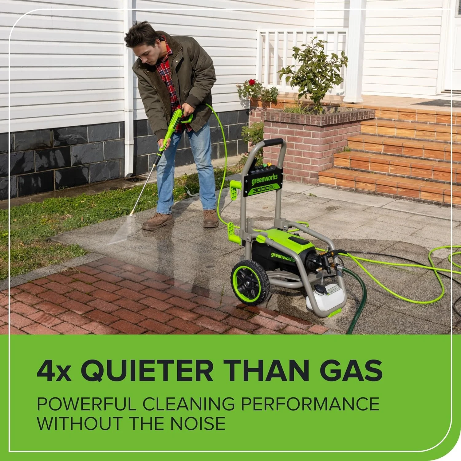 Brushless 3000 PSI 2.0 GPM Max/ 1.1 GPM Electric Pressure Washer - Image 9