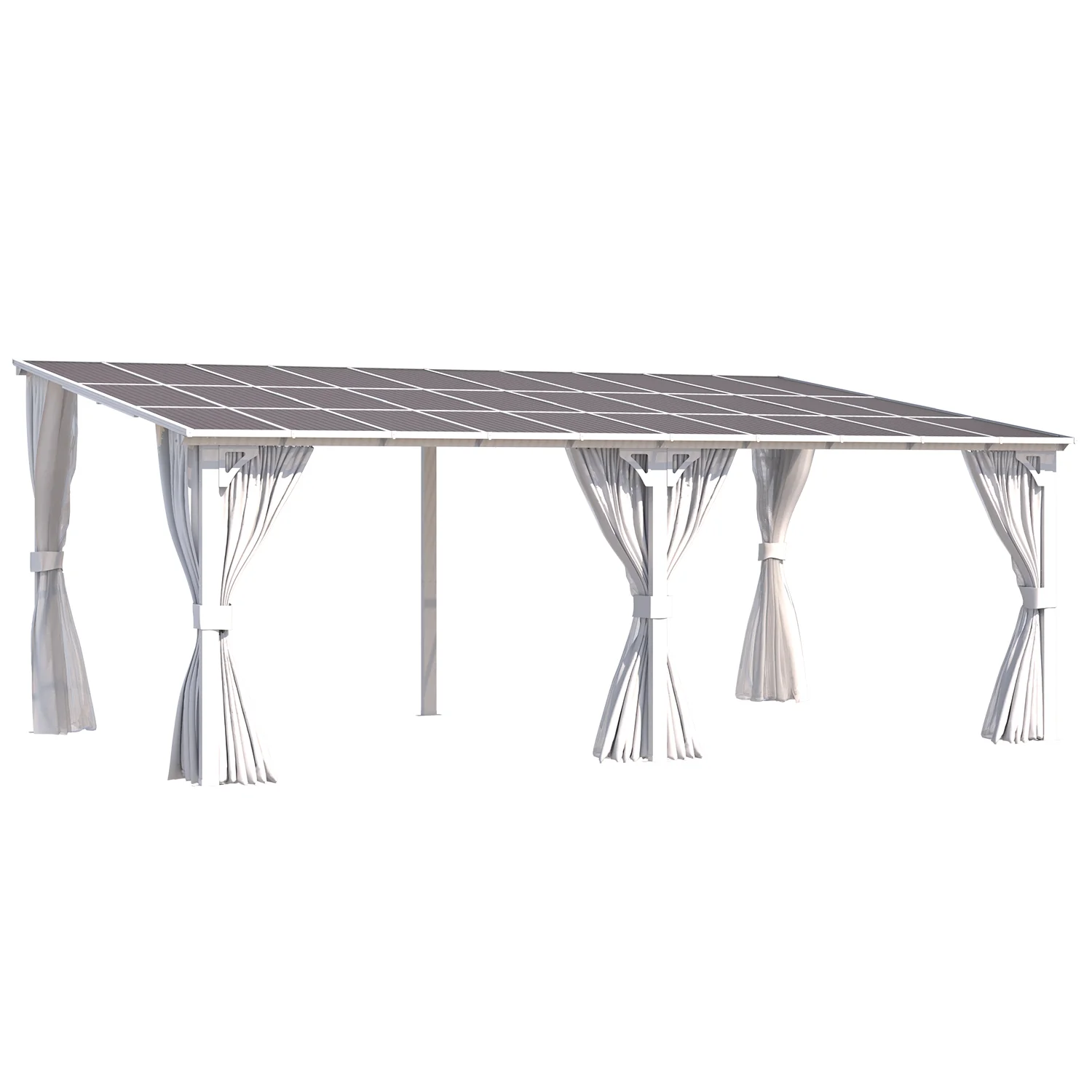 AECOJOY 20'x12' Wall Gazebo with Curtains and Mosquito Netting, White