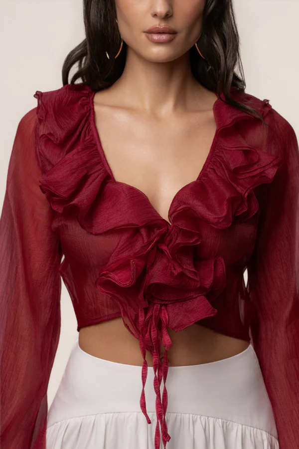 Berry Delilah Ruffled Top