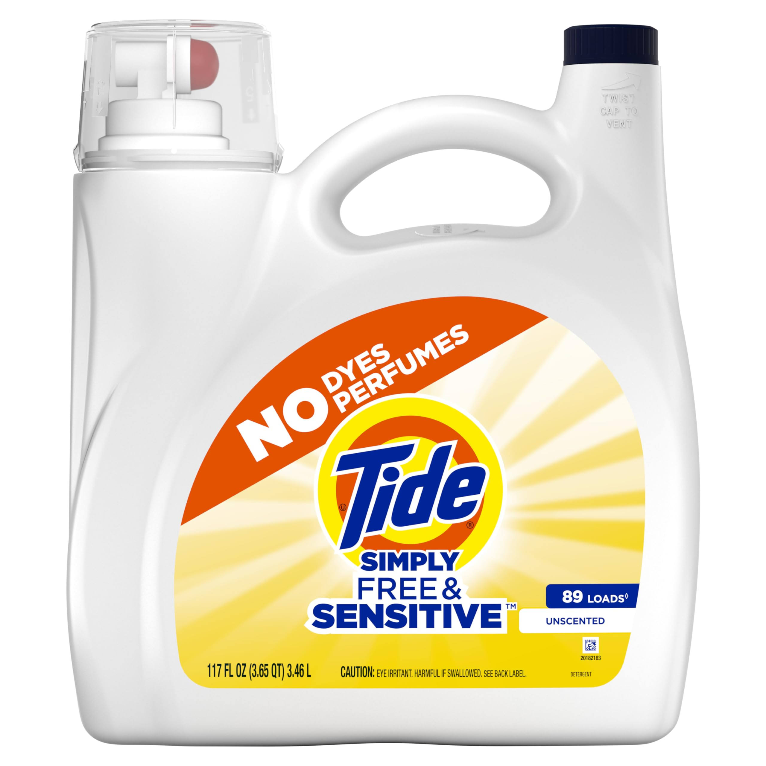 Tide Simply Liquid Laundry Detergent, Free & Sensitive, 89 Loads