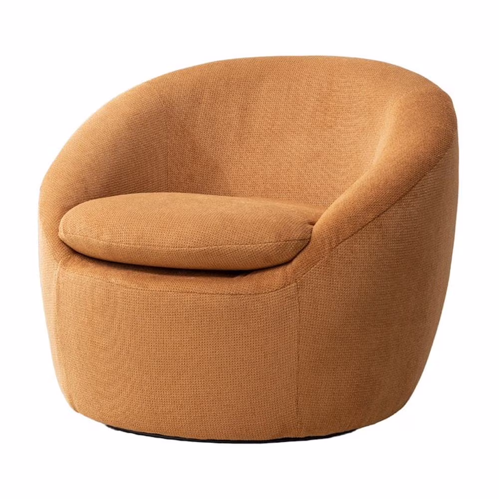 Roundhill Furniture Winnie Modern Barrel Chair, 360�� Swivel(Beige Polyester)
