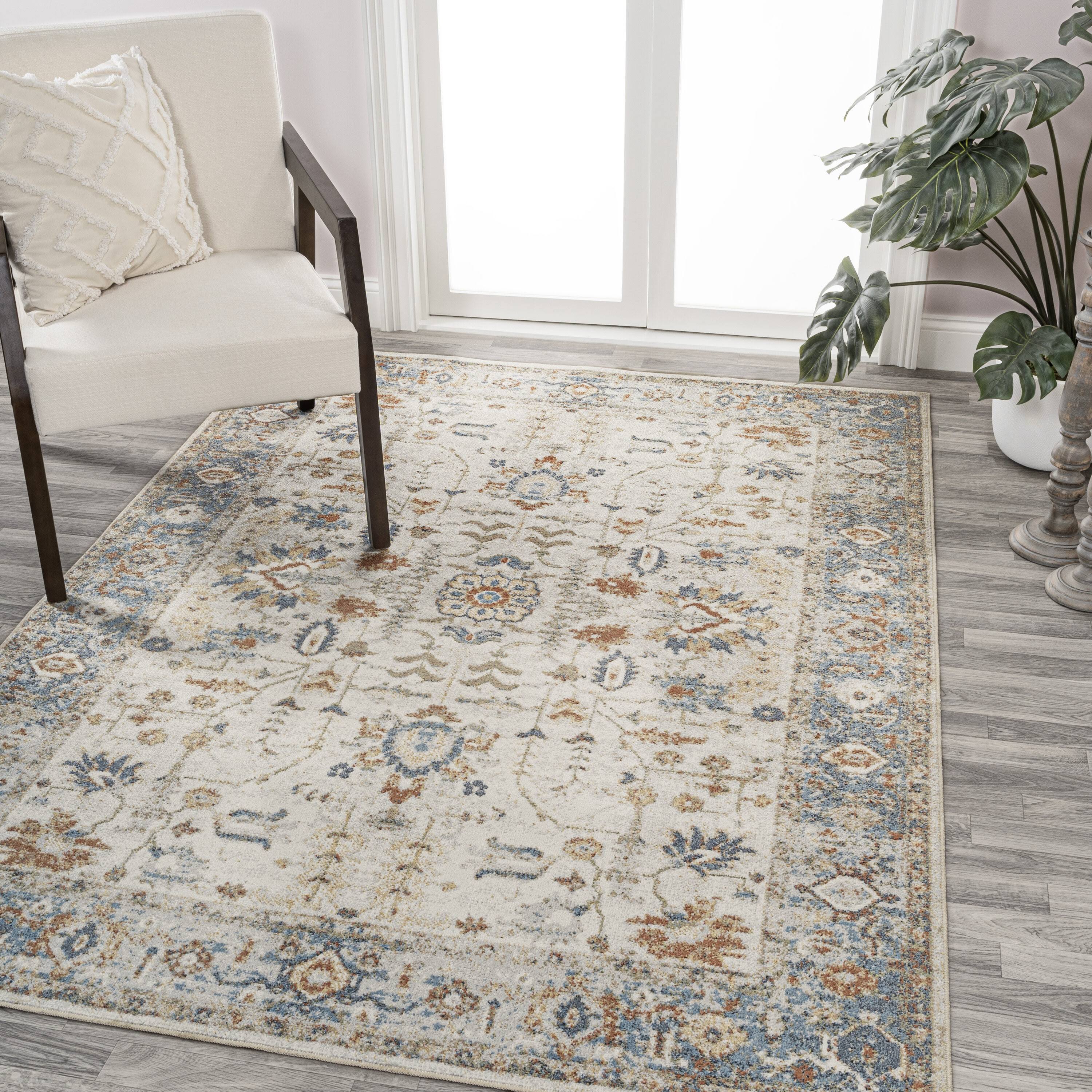 Jonathan Y Hiero CREAM/TERRA 5 ft. x 8 ft. Persian Border Low-Pile Machine-Washable Area Rug