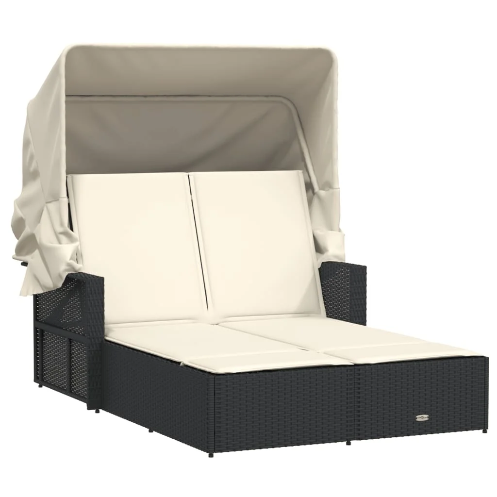 Powder Coated Steel Removable Canopy and Cushions Double Sun Lounger, Beige(1 pcs/Beige) - Image 2